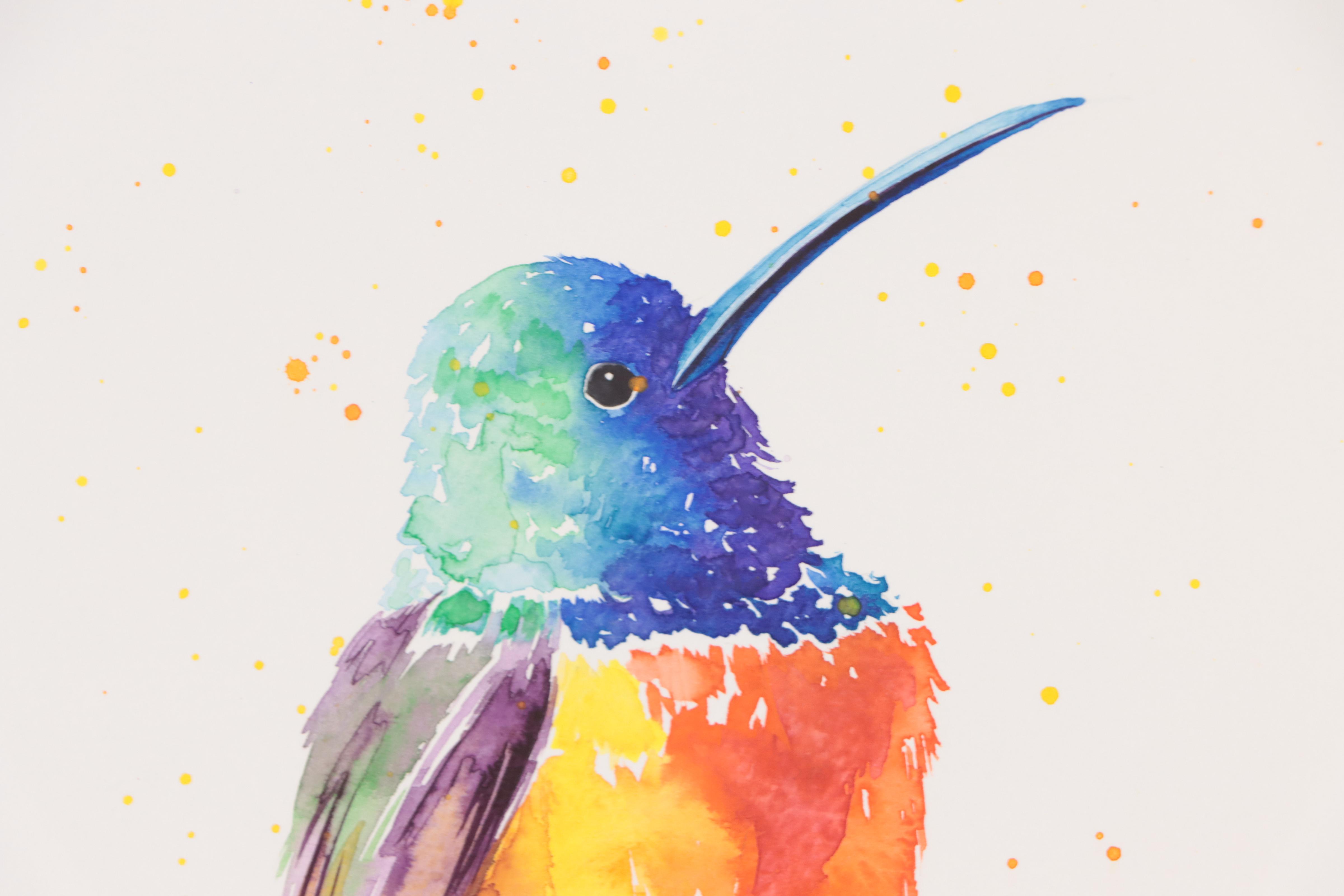 Alyona Glushchenko Watercolor Painting of Hummingbird, 2023
