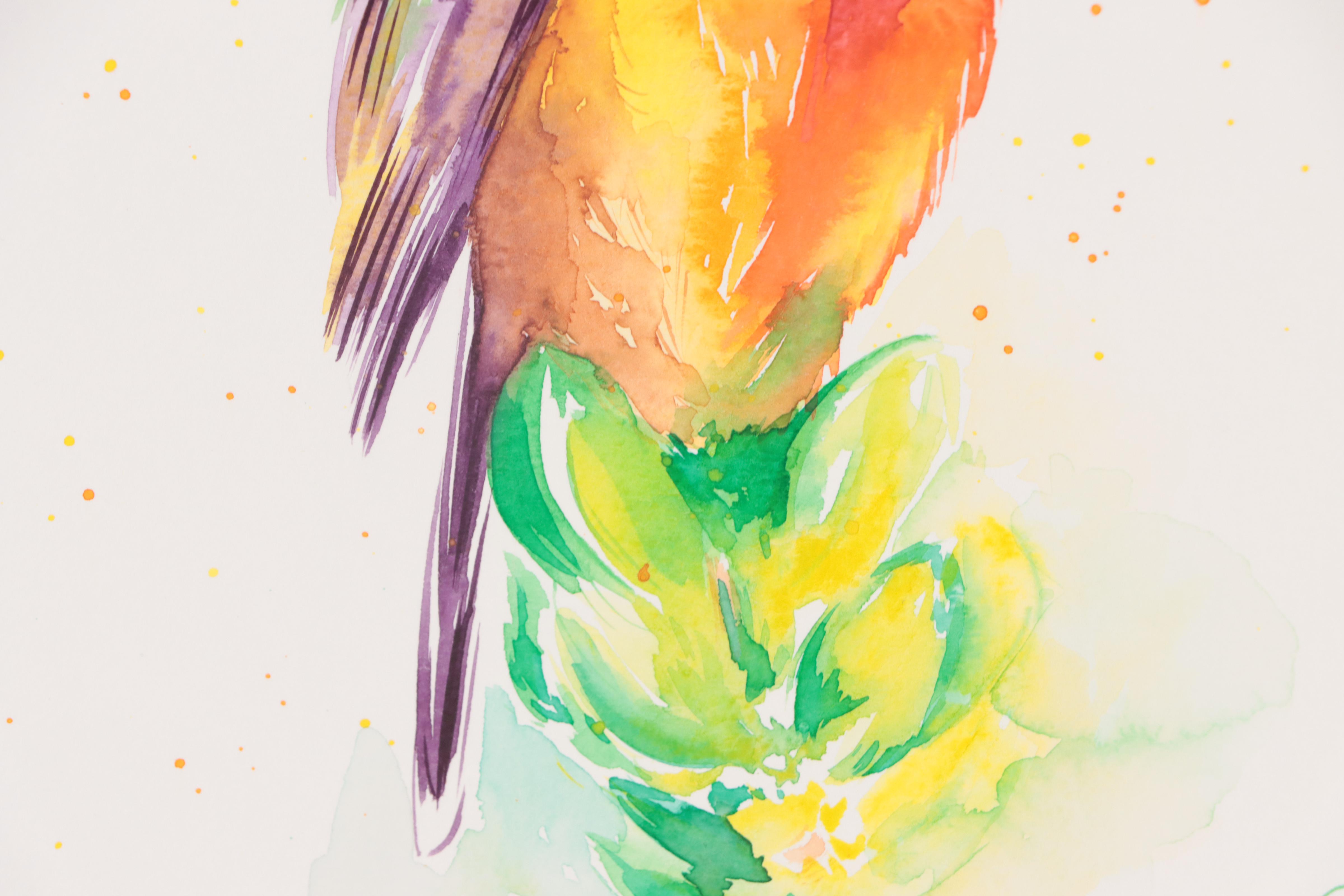 Alyona Glushchenko Watercolor Painting of Hummingbird, 2023