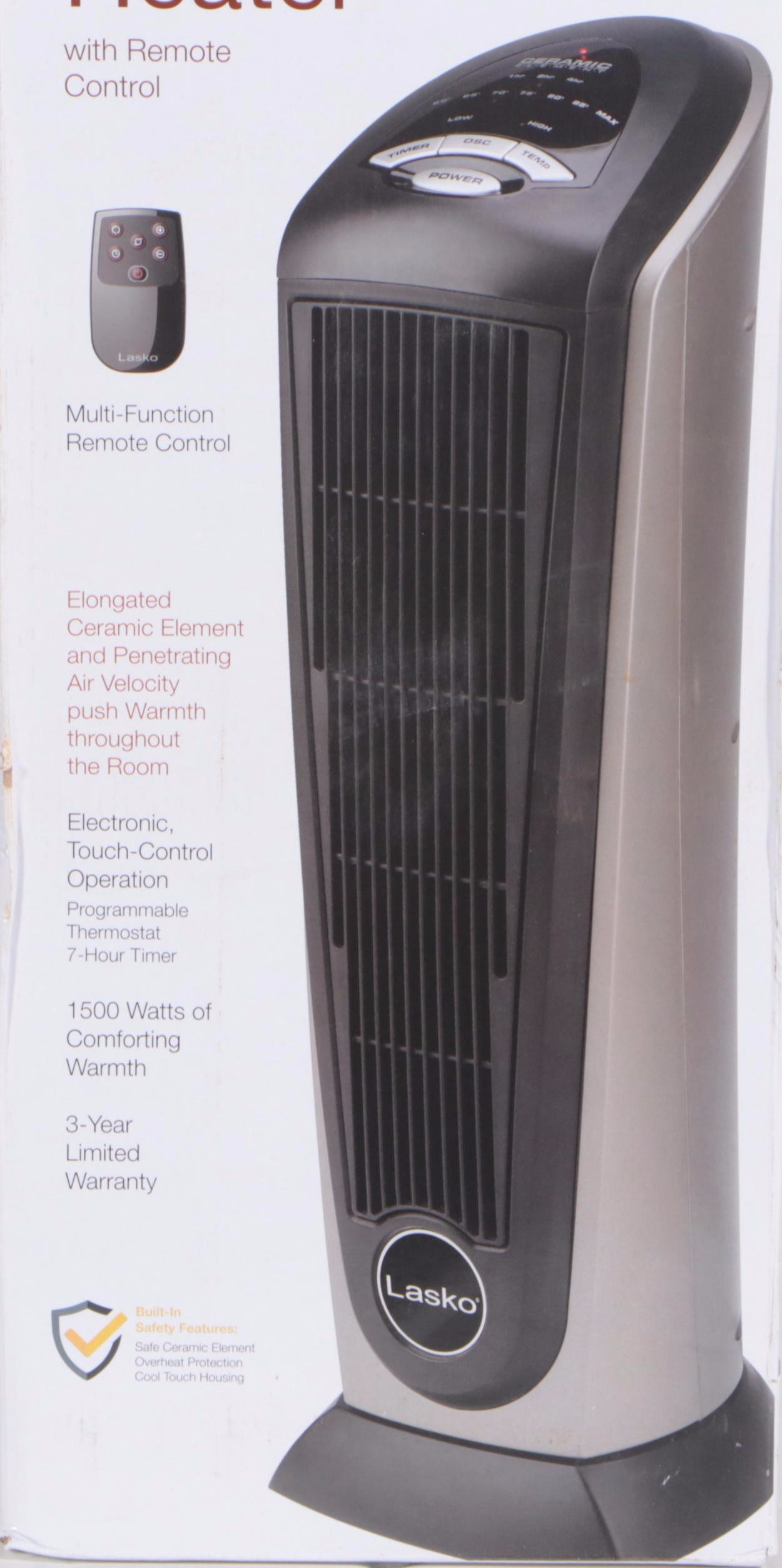 Lasko Portable Ceramic Tower Heater with Logic Center Remote Control