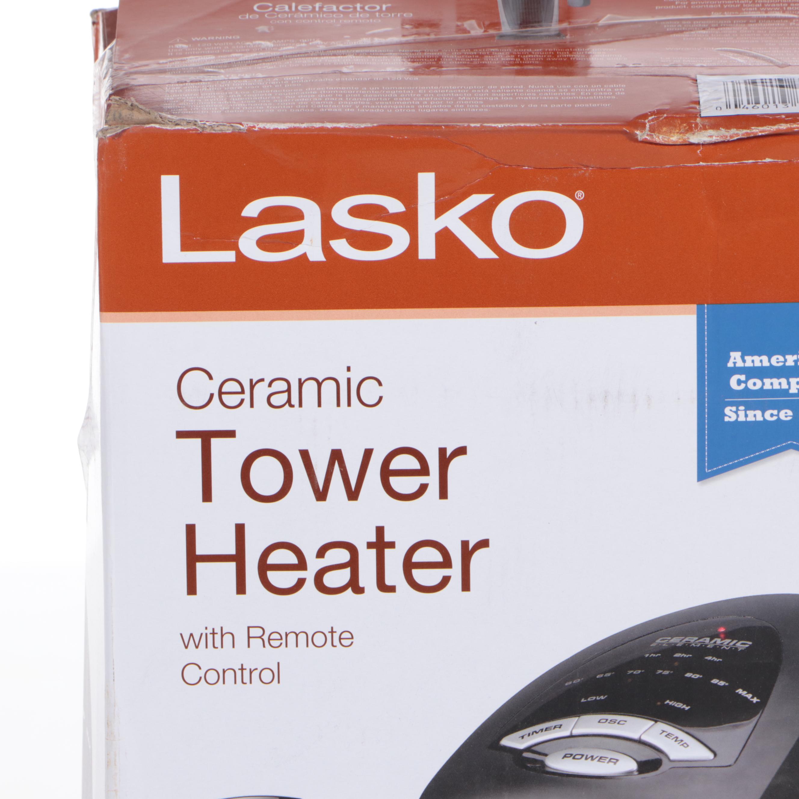 Lasko Portable Ceramic Tower Heater with Logic Center Remote Control