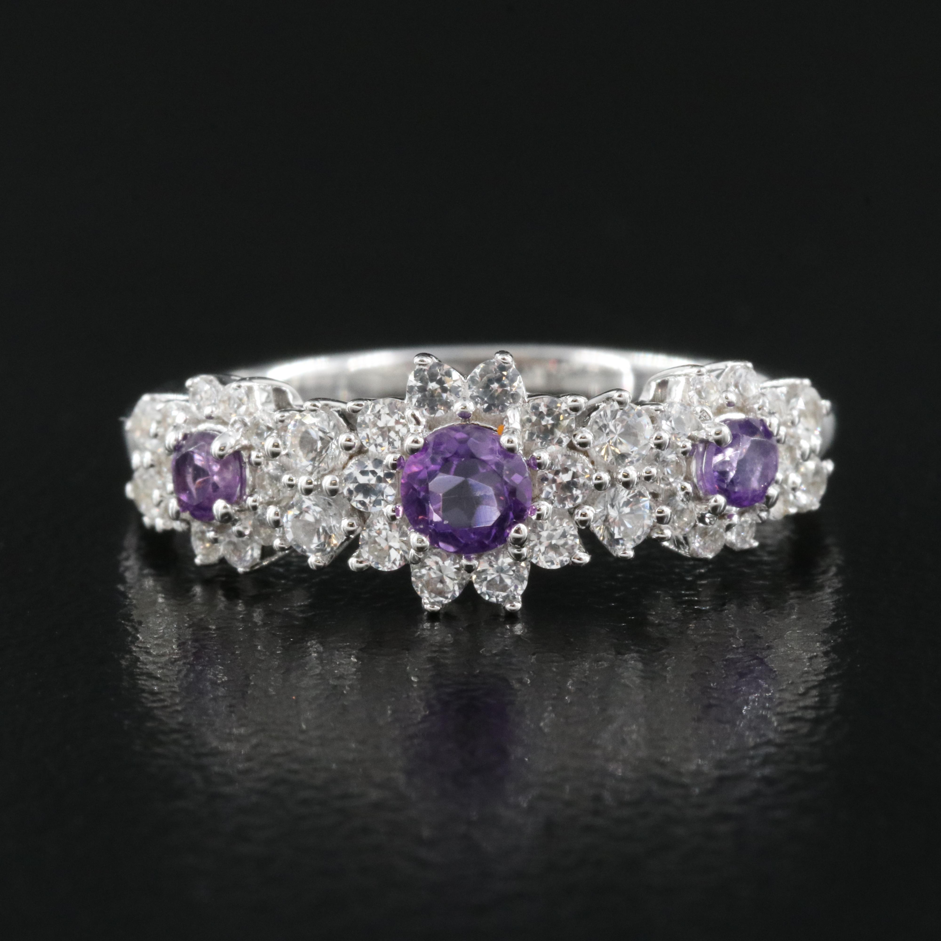 Sterling Amethyst and Sapphire Ring