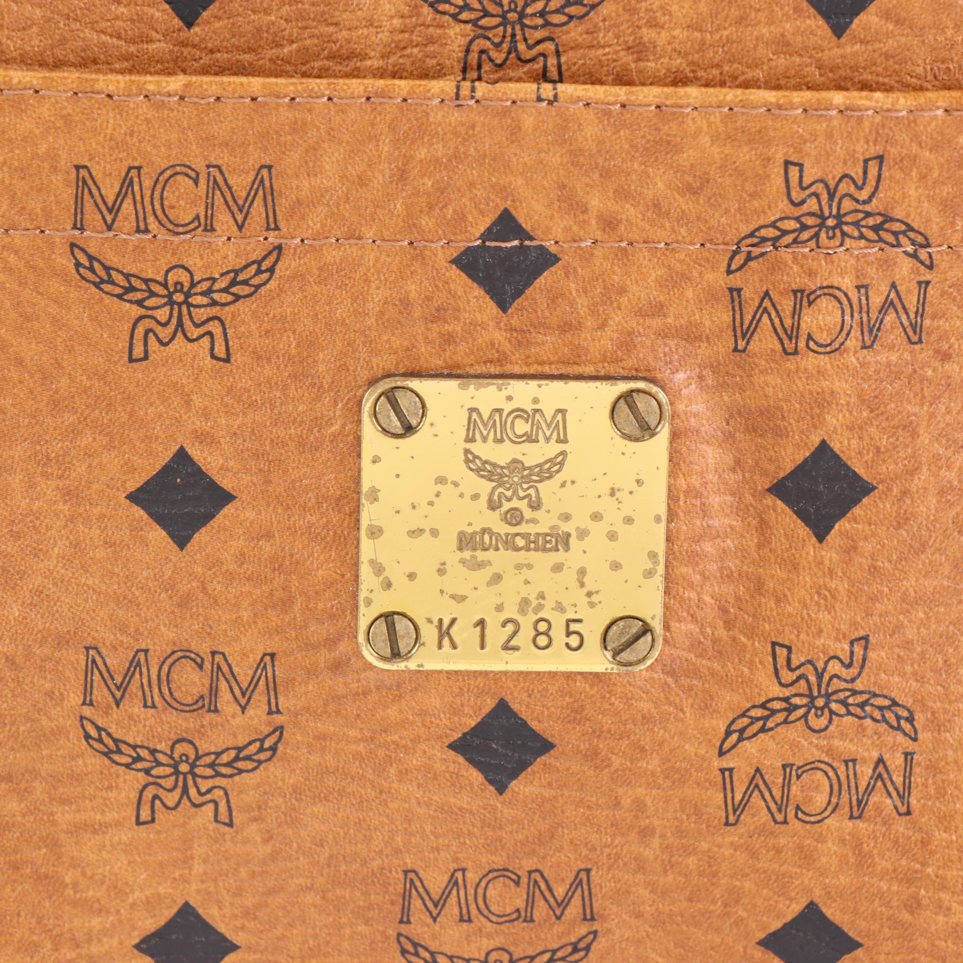 MCM Long Handle Tote in Cognac Visetos Canvas