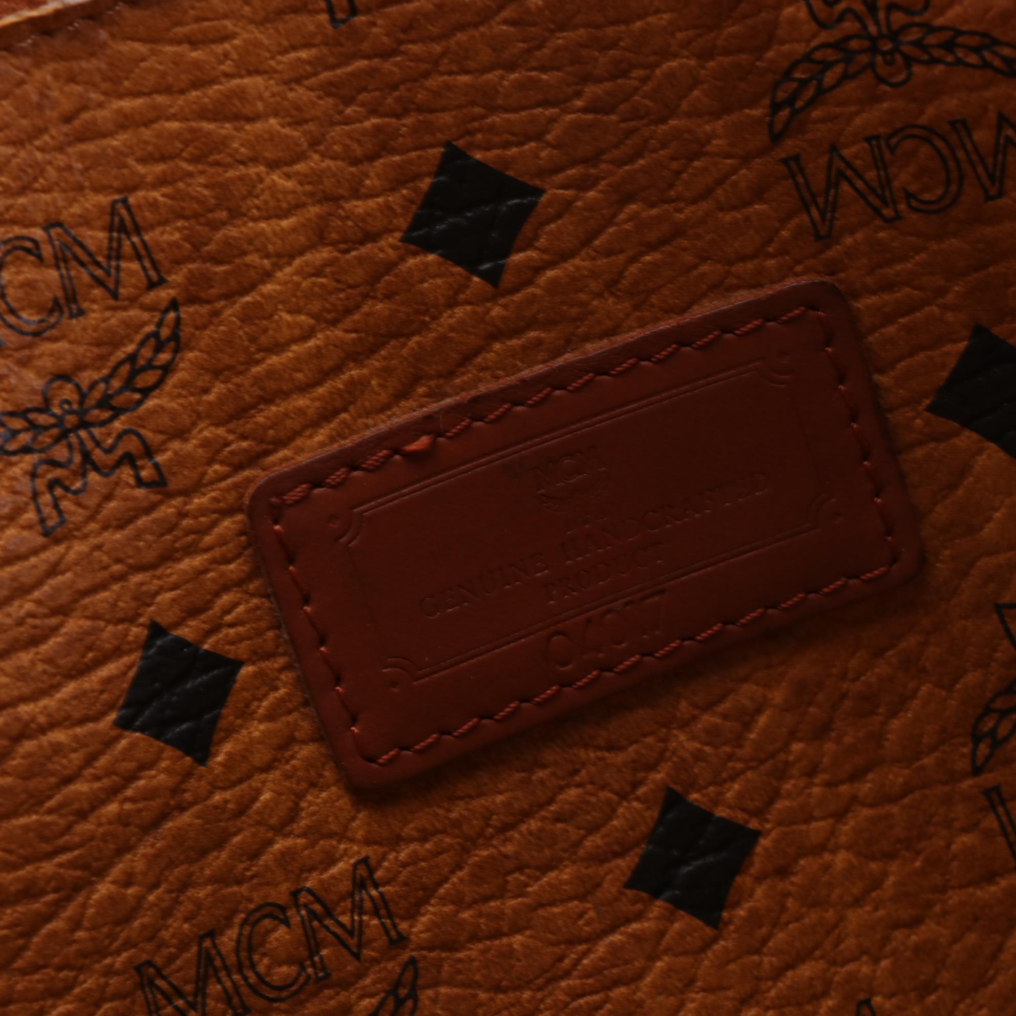 MCM Long Handle Tote in Cognac Visetos Canvas