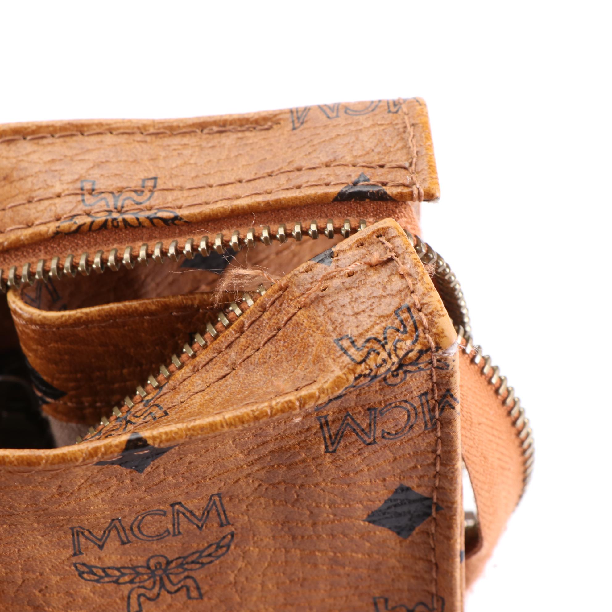 MCM Long Handle Tote in Cognac Visetos Canvas