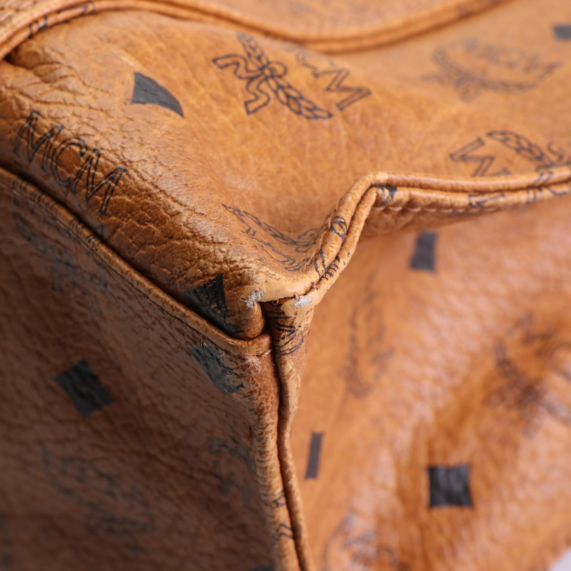 MCM Long Handle Tote in Cognac Visetos Canvas