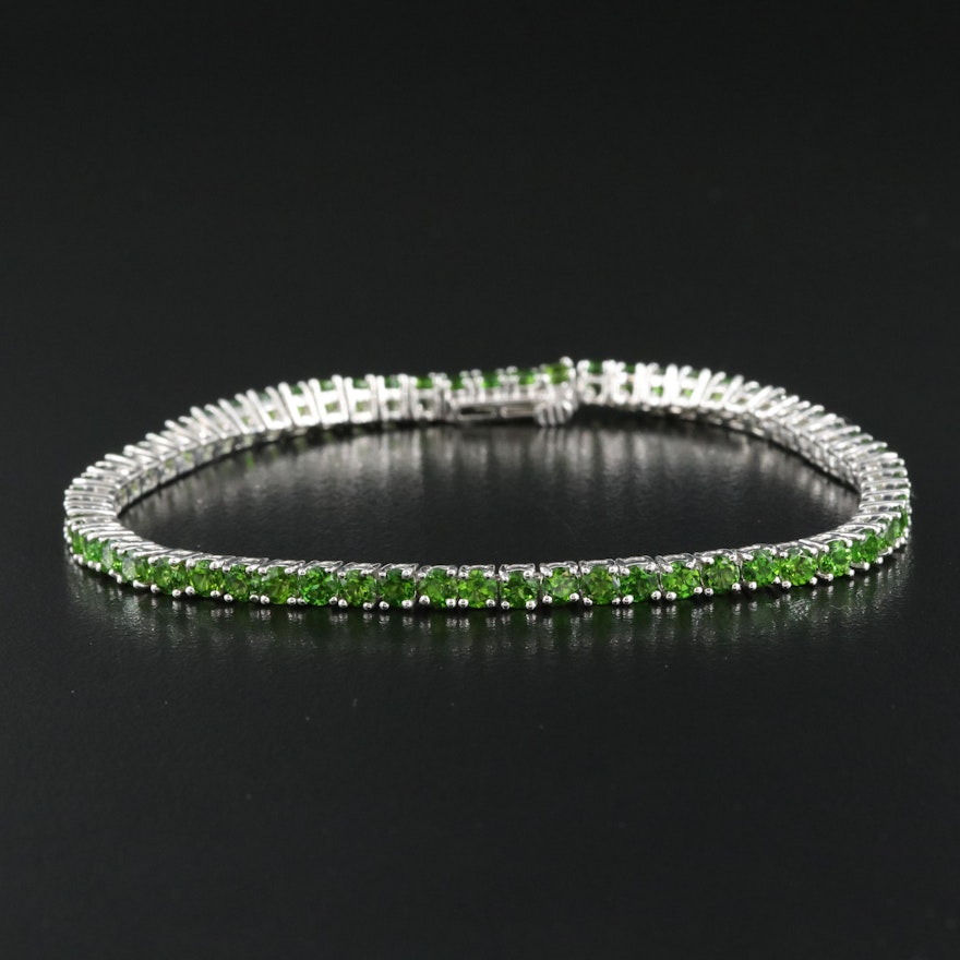 Sterling Diopside Line Bracelet