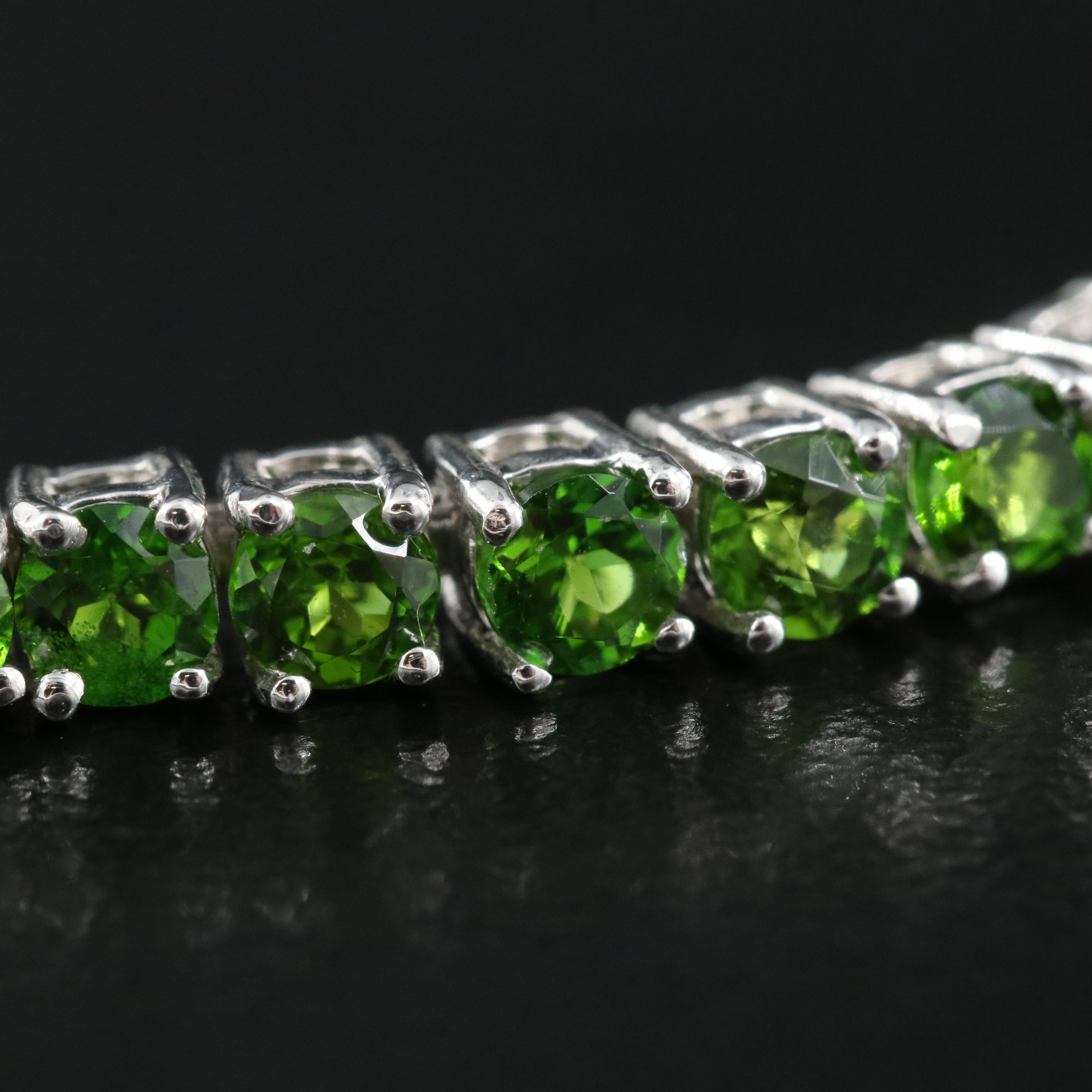 Sterling Diopside Line Bracelet