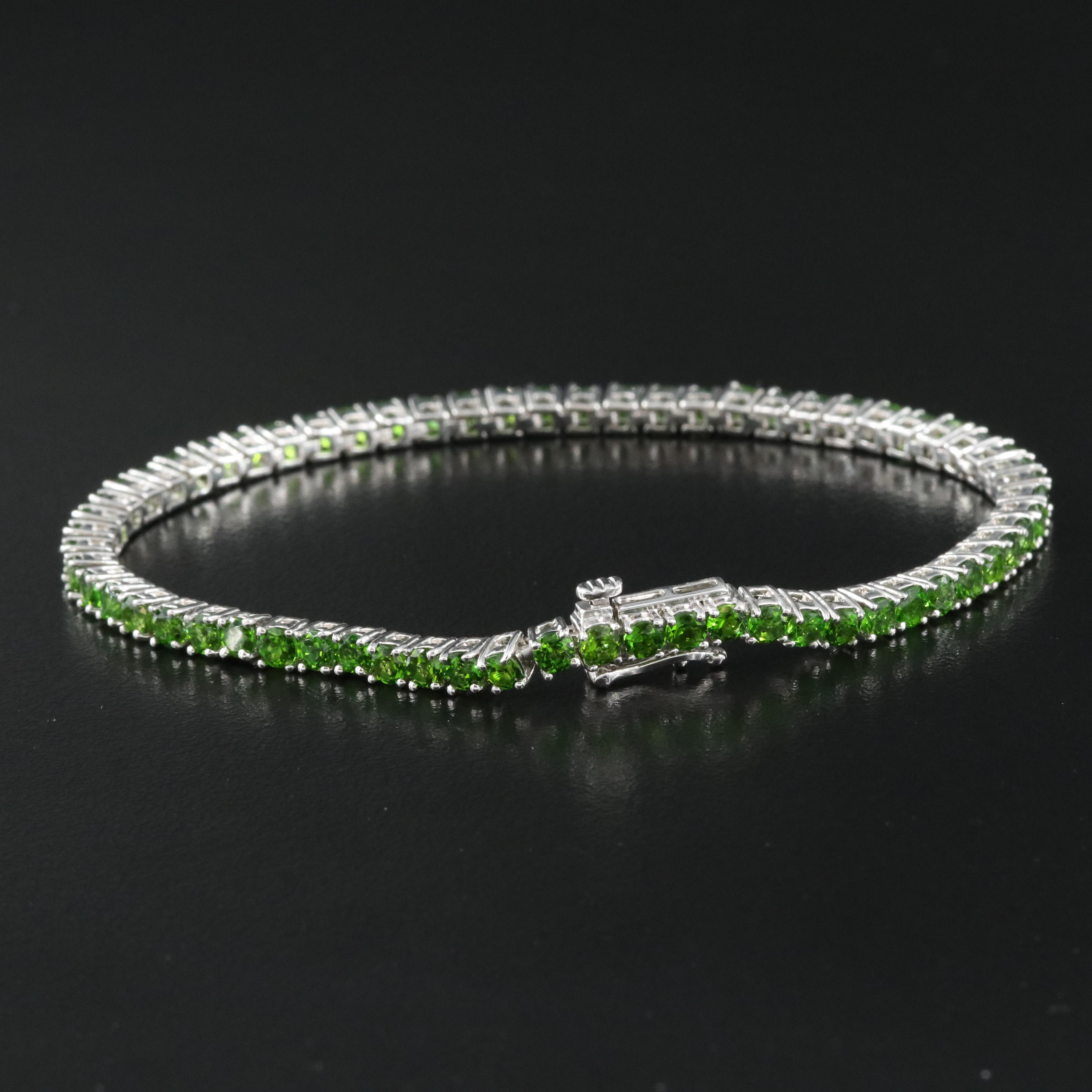 Sterling Diopside Line Bracelet