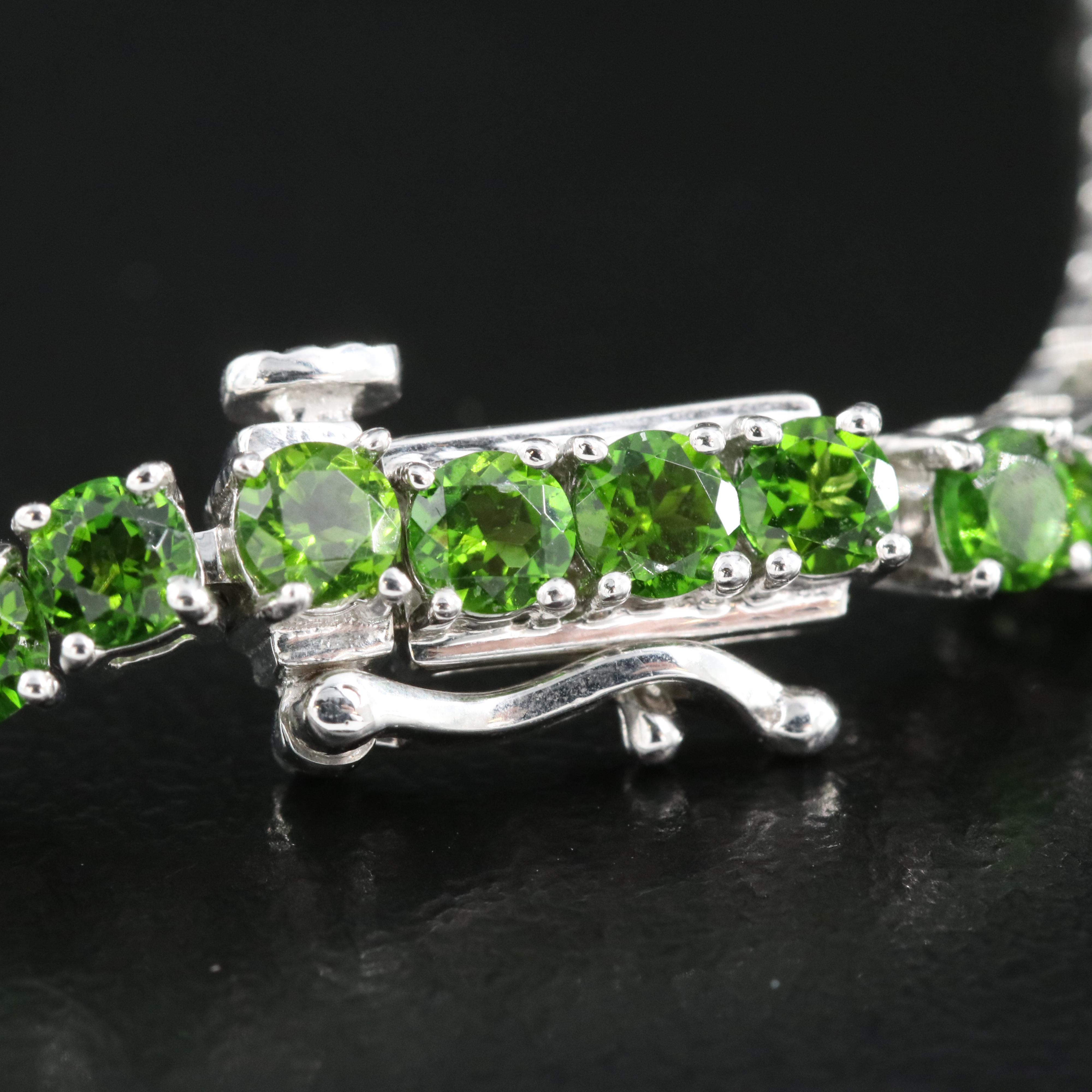 Sterling Diopside Line Bracelet