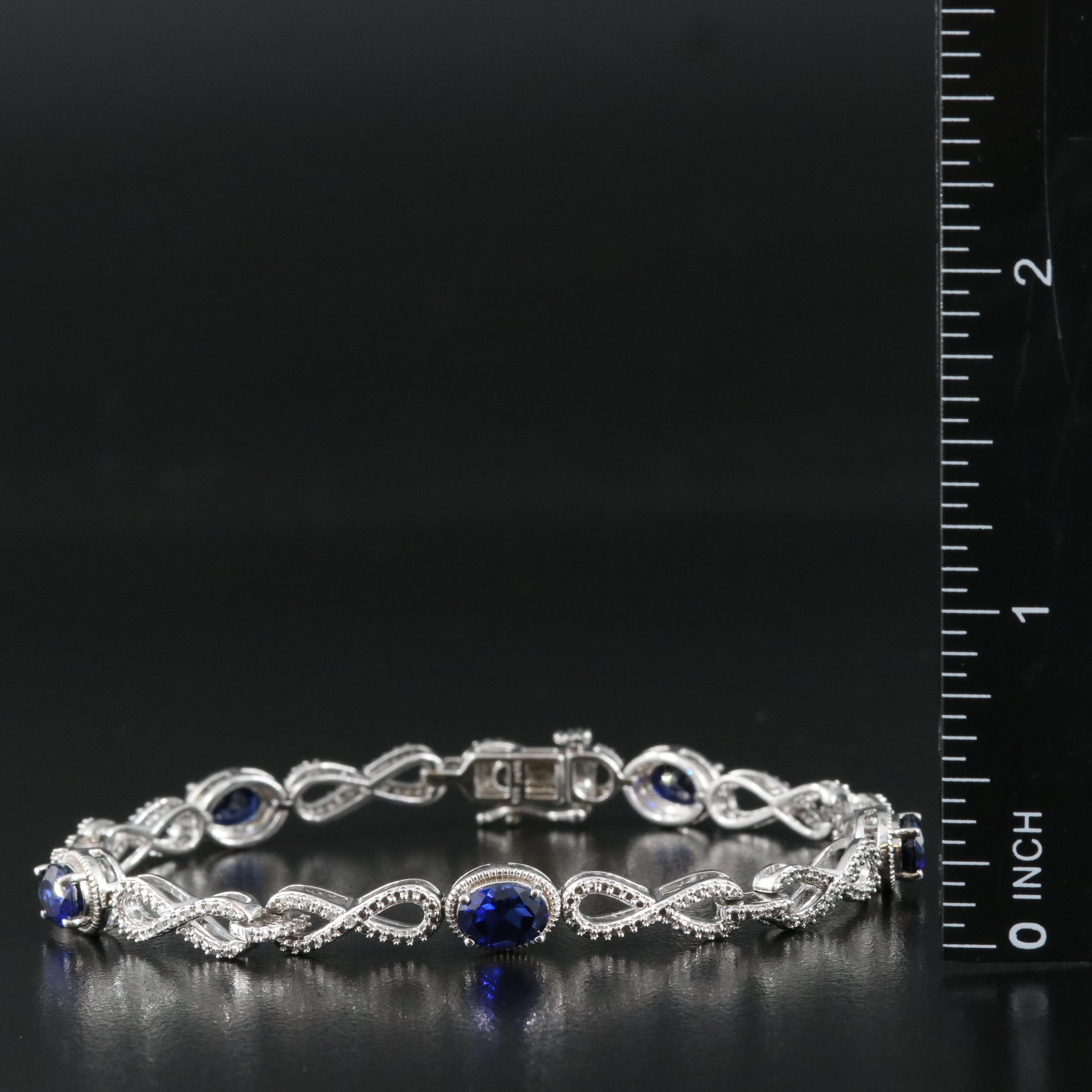 Sterling Sapphire and Diamond Infinity Link Bracelet