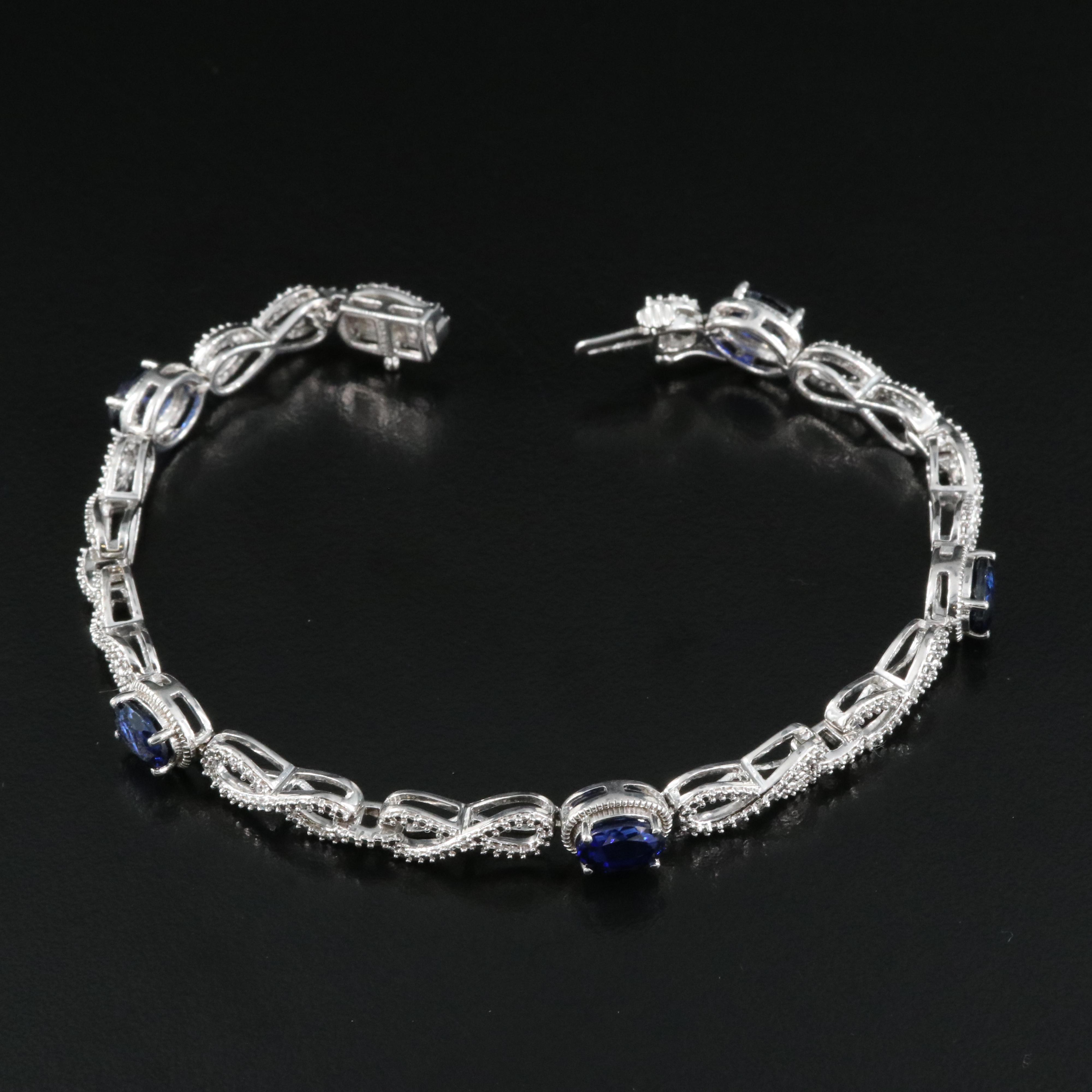 Sterling Sapphire and Diamond Infinity Link Bracelet
