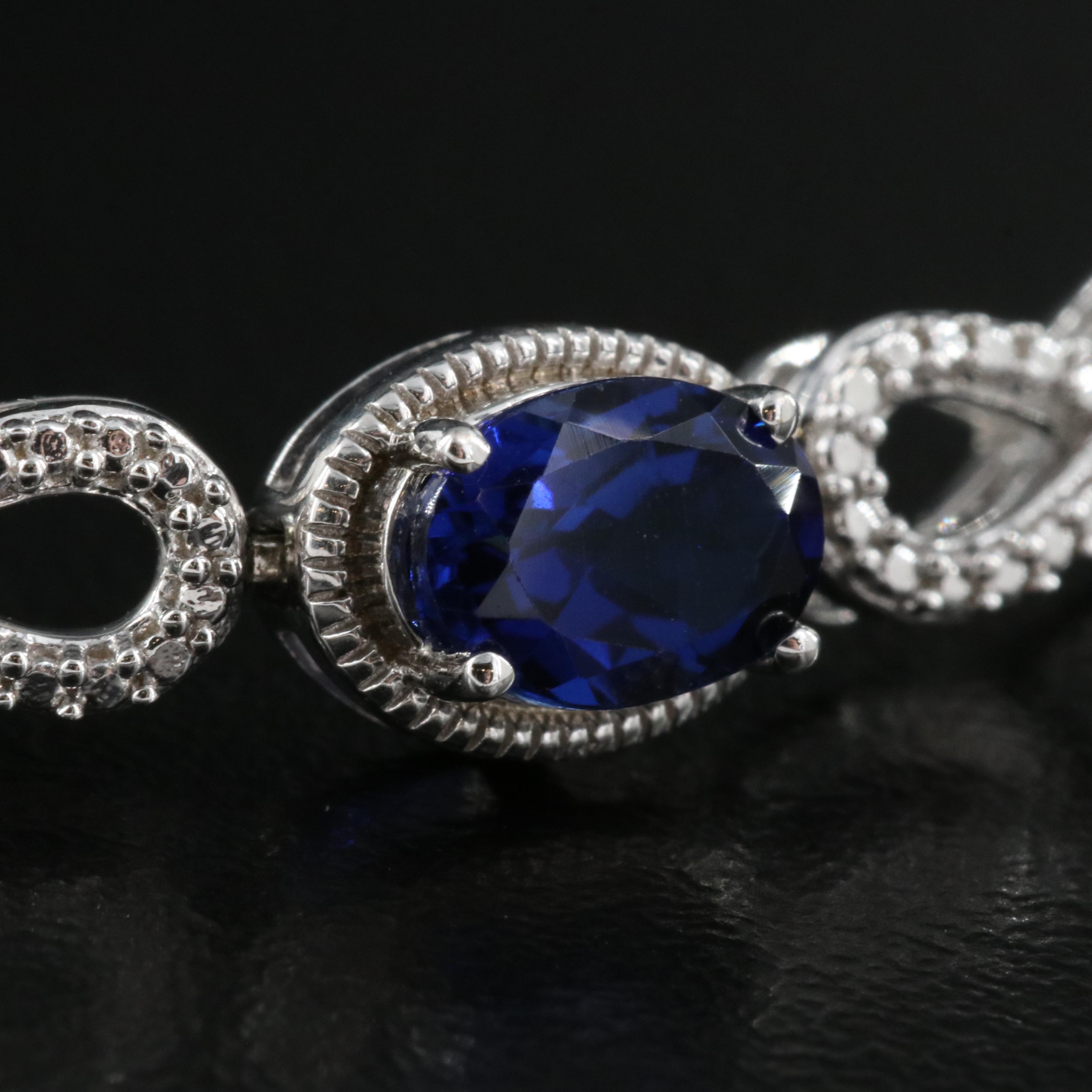 Sterling Sapphire and Diamond Infinity Link Bracelet