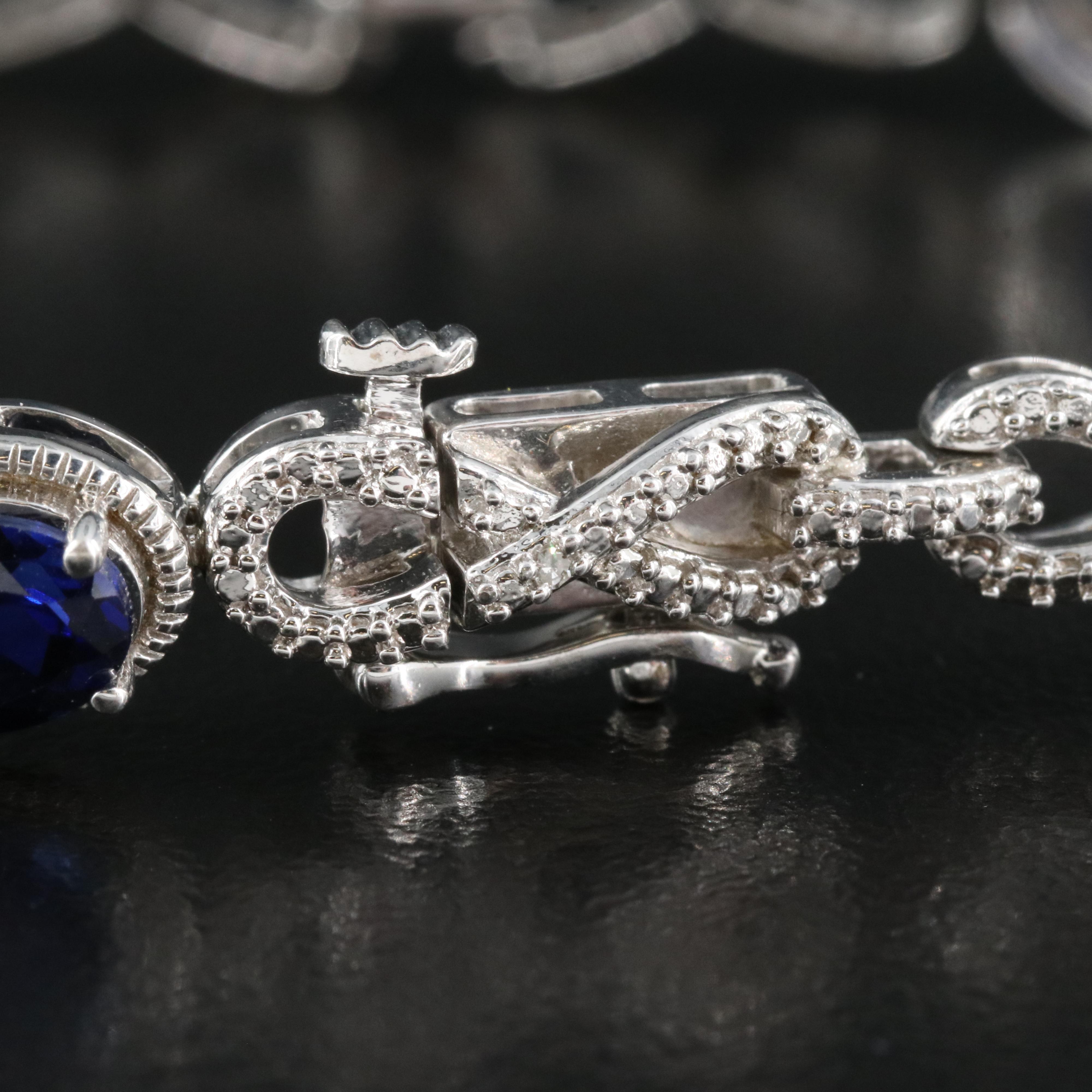 Sterling Sapphire and Diamond Infinity Link Bracelet