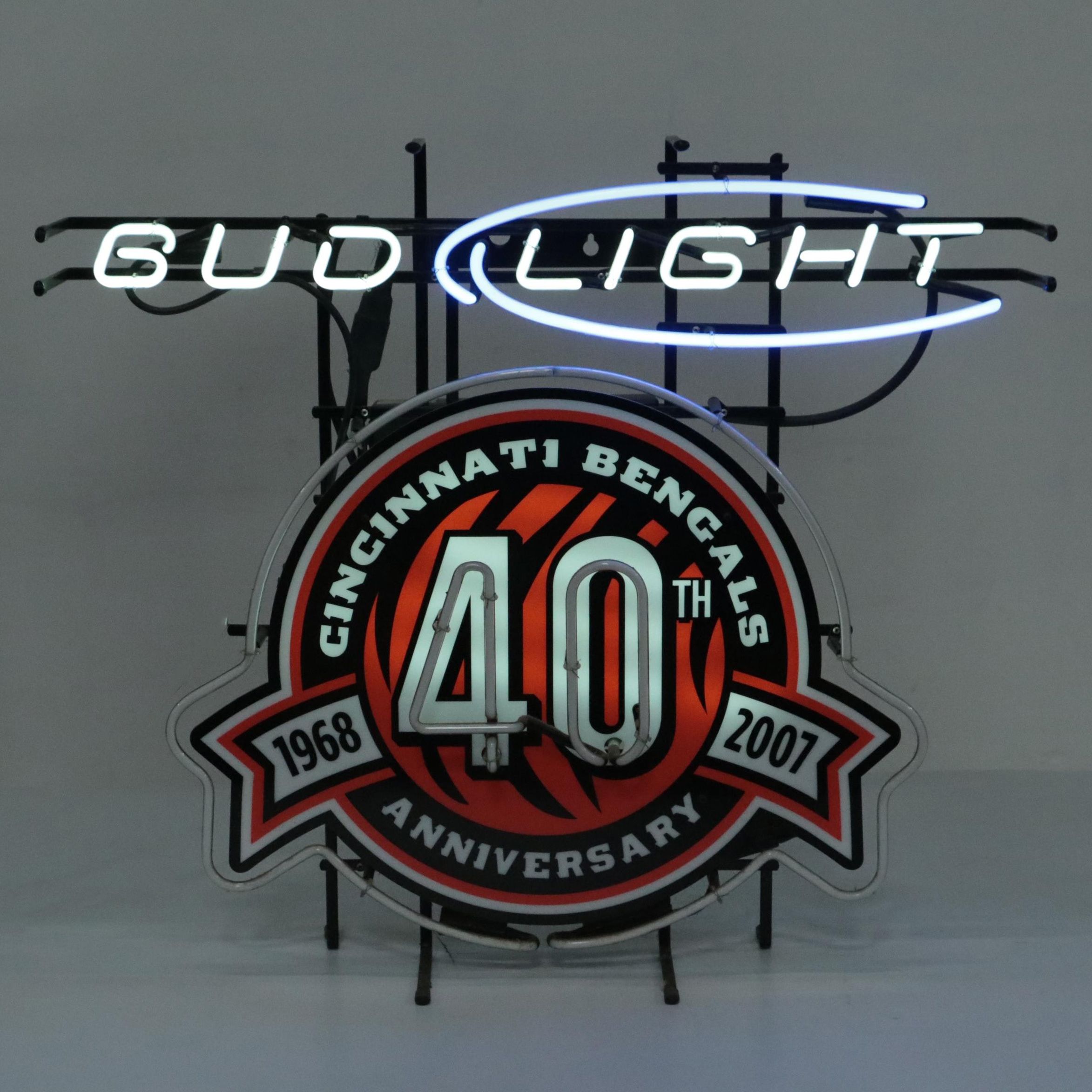 Cincinnati Bengals 40th Anniversary Bud Light Neon Bar Sign, 2007