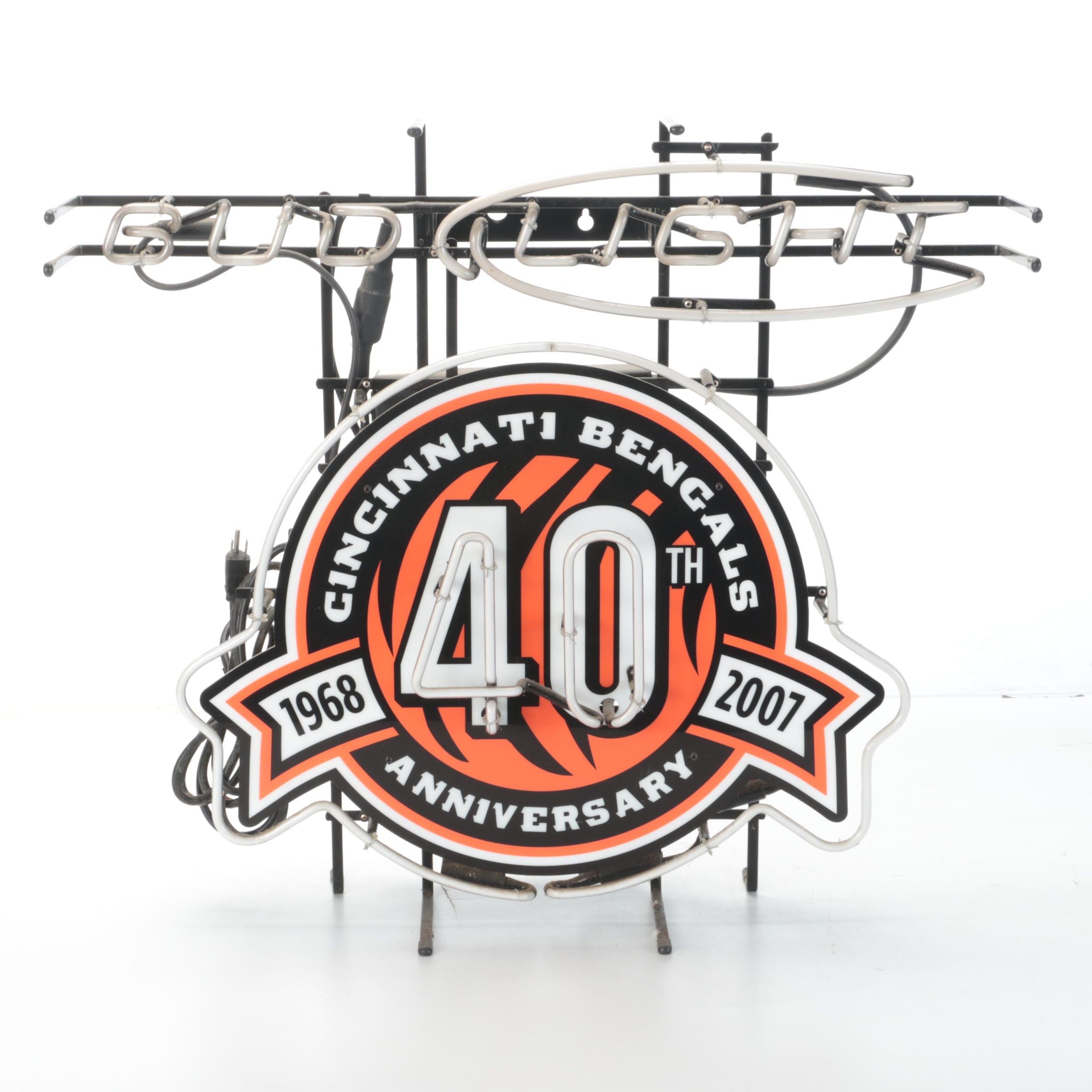 Cincinnati Bengals 40th Anniversary Bud Light Neon Bar Sign, 2007