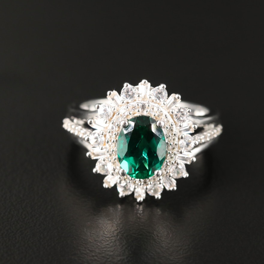 Sterling Emerald and Sapphire Ring