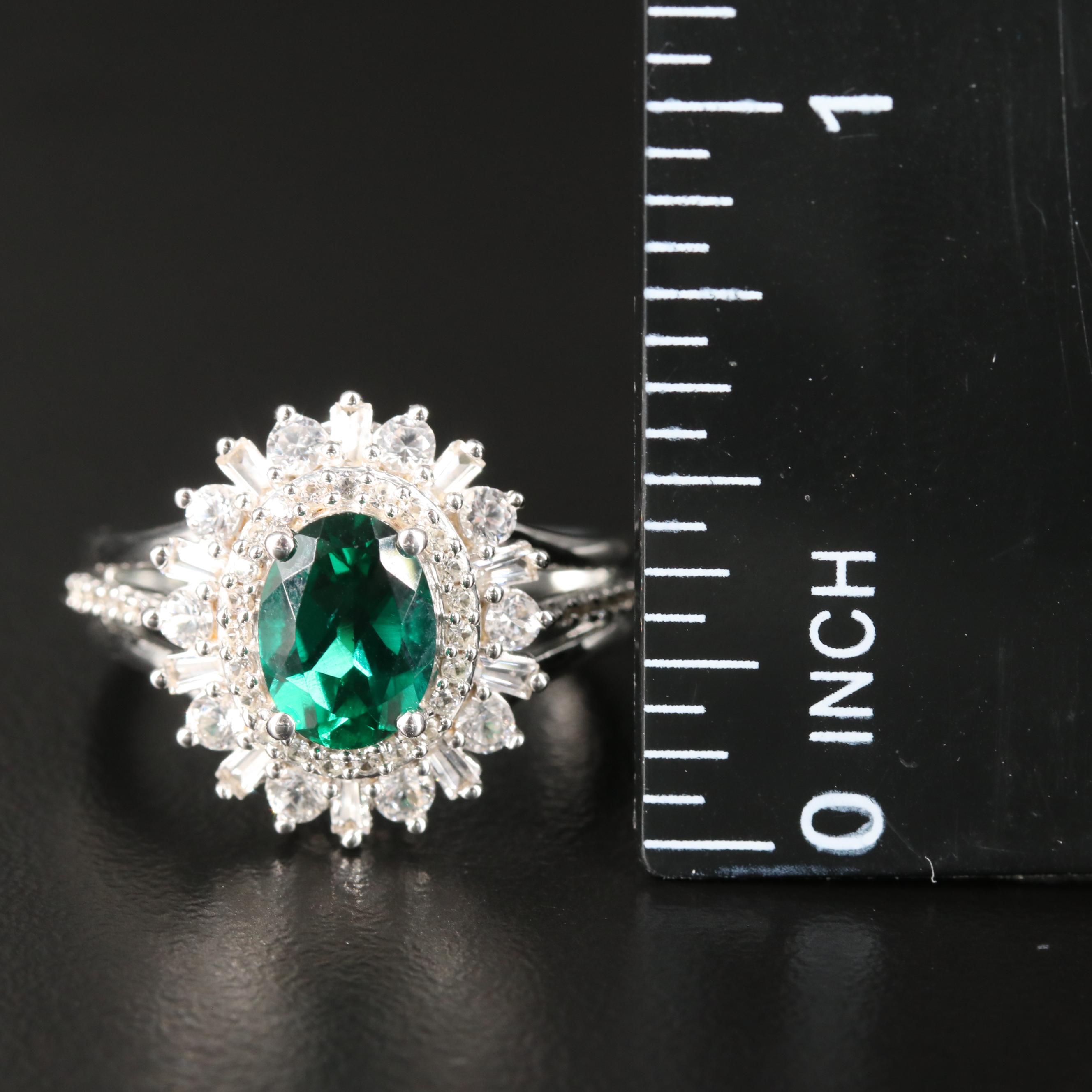 Sterling Emerald and Sapphire Ring
