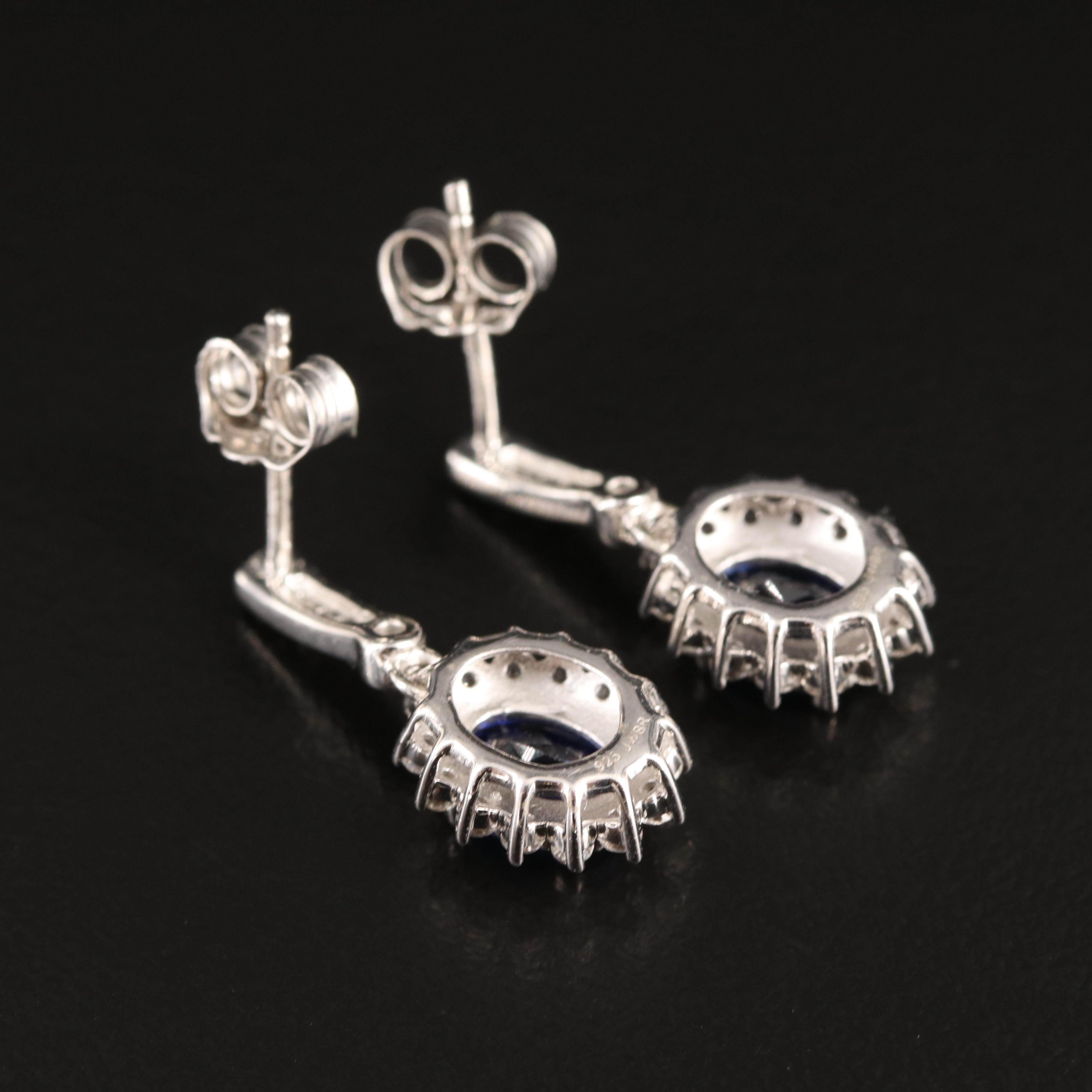 Sterling Sapphire and White Sapphire Earrings