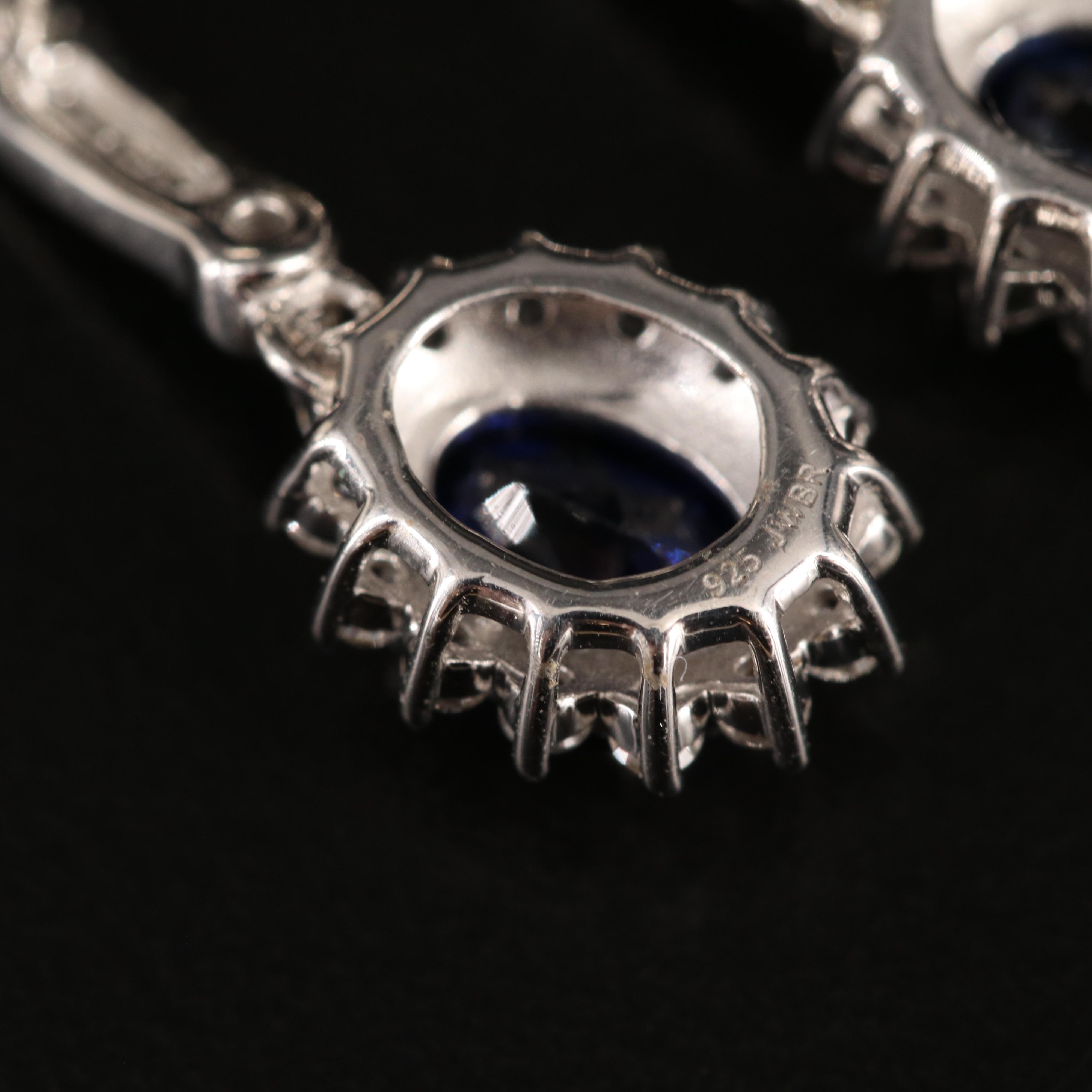 Sterling Sapphire and White Sapphire Earrings
