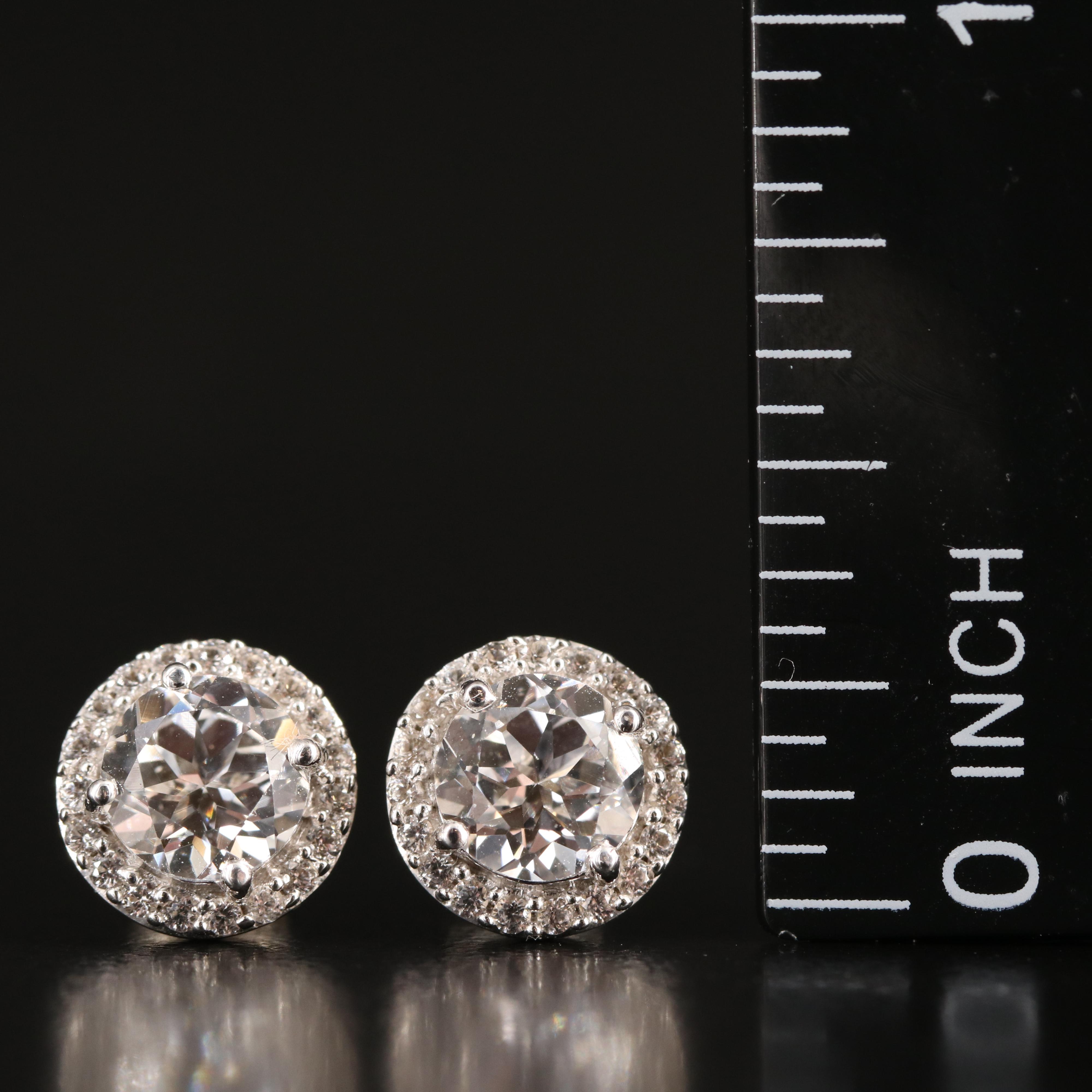 Sterling White Sapphire Stud Earrings