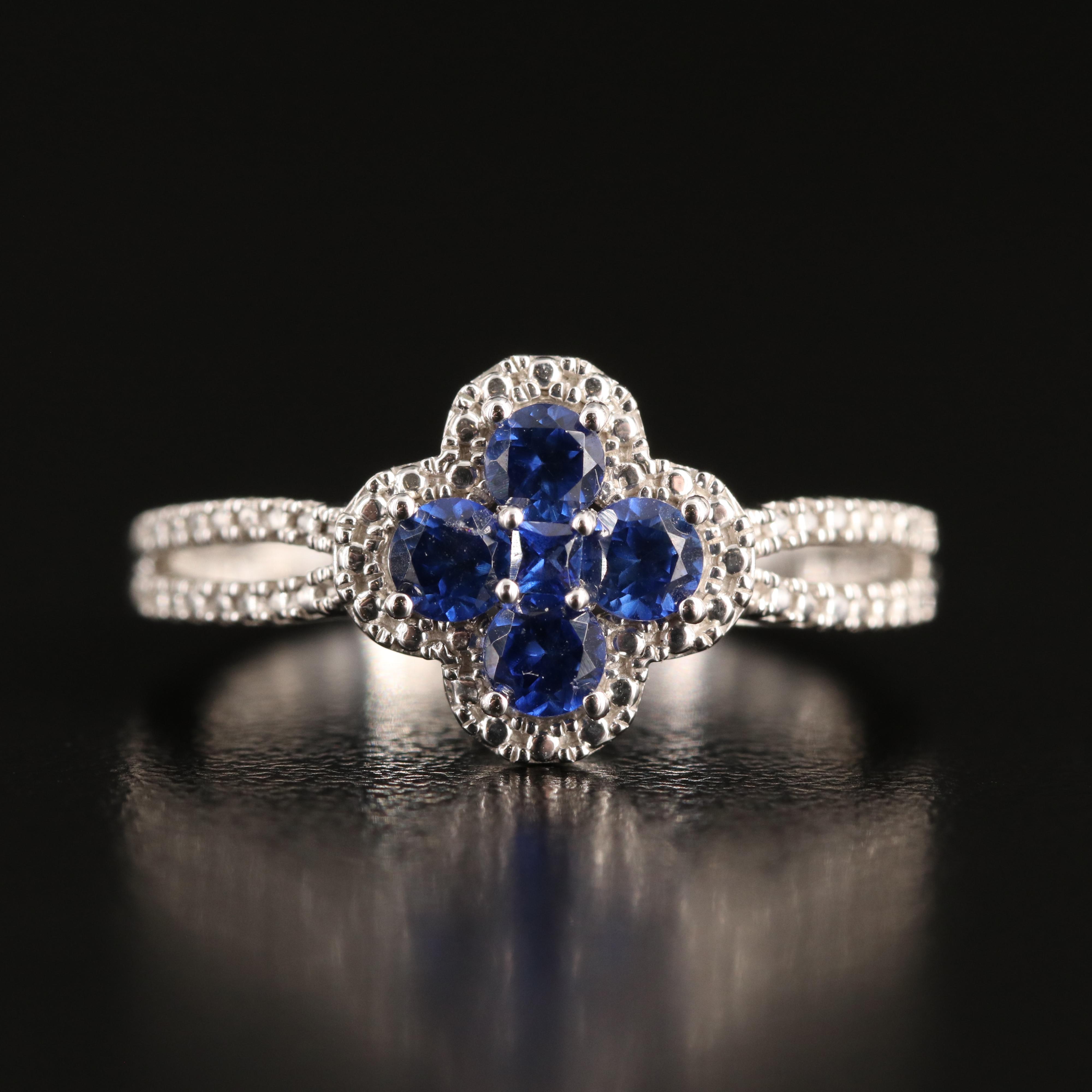 Sterling Sapphire Quatrefoil Ring