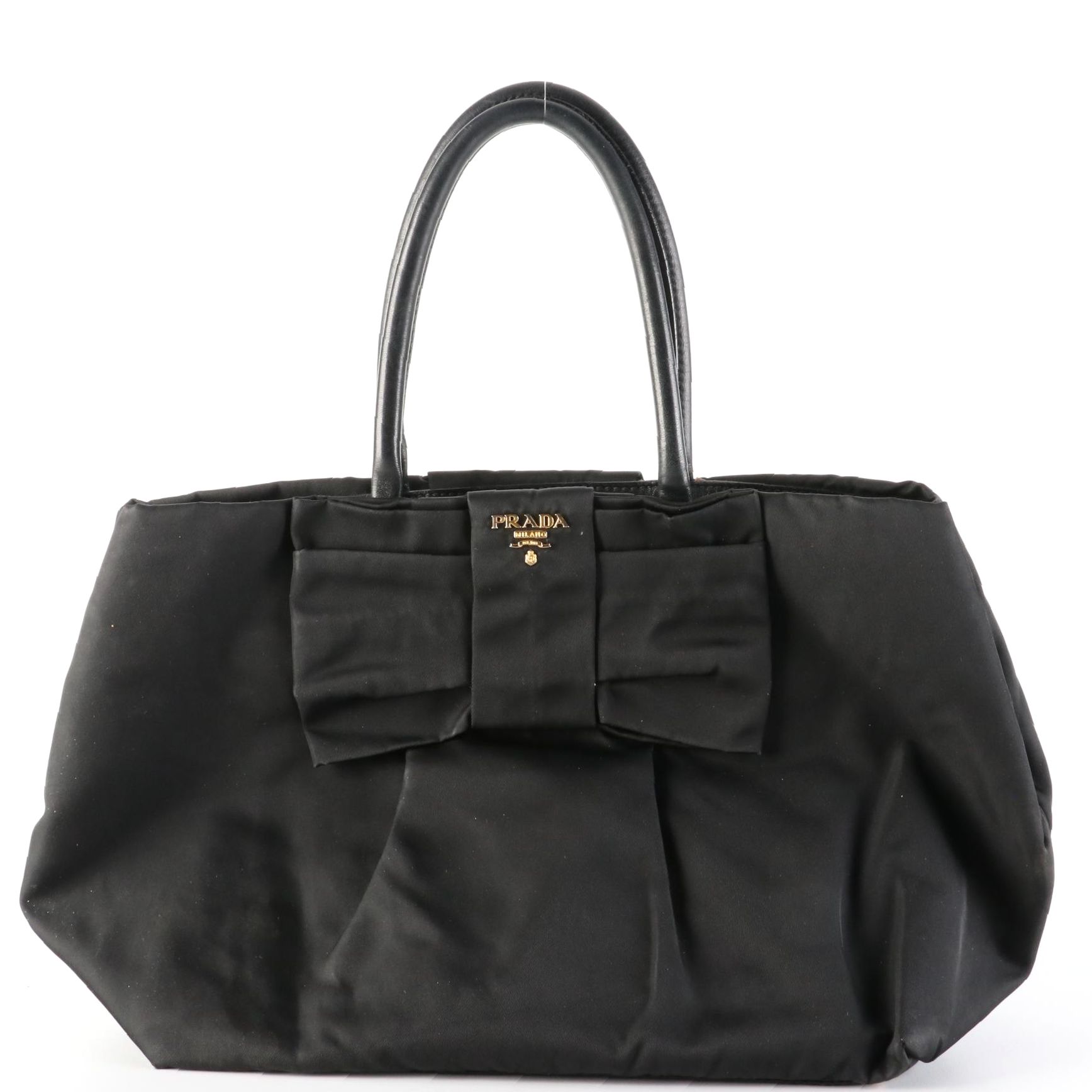 Prada Nylon Tessuto Bow Accent Tote