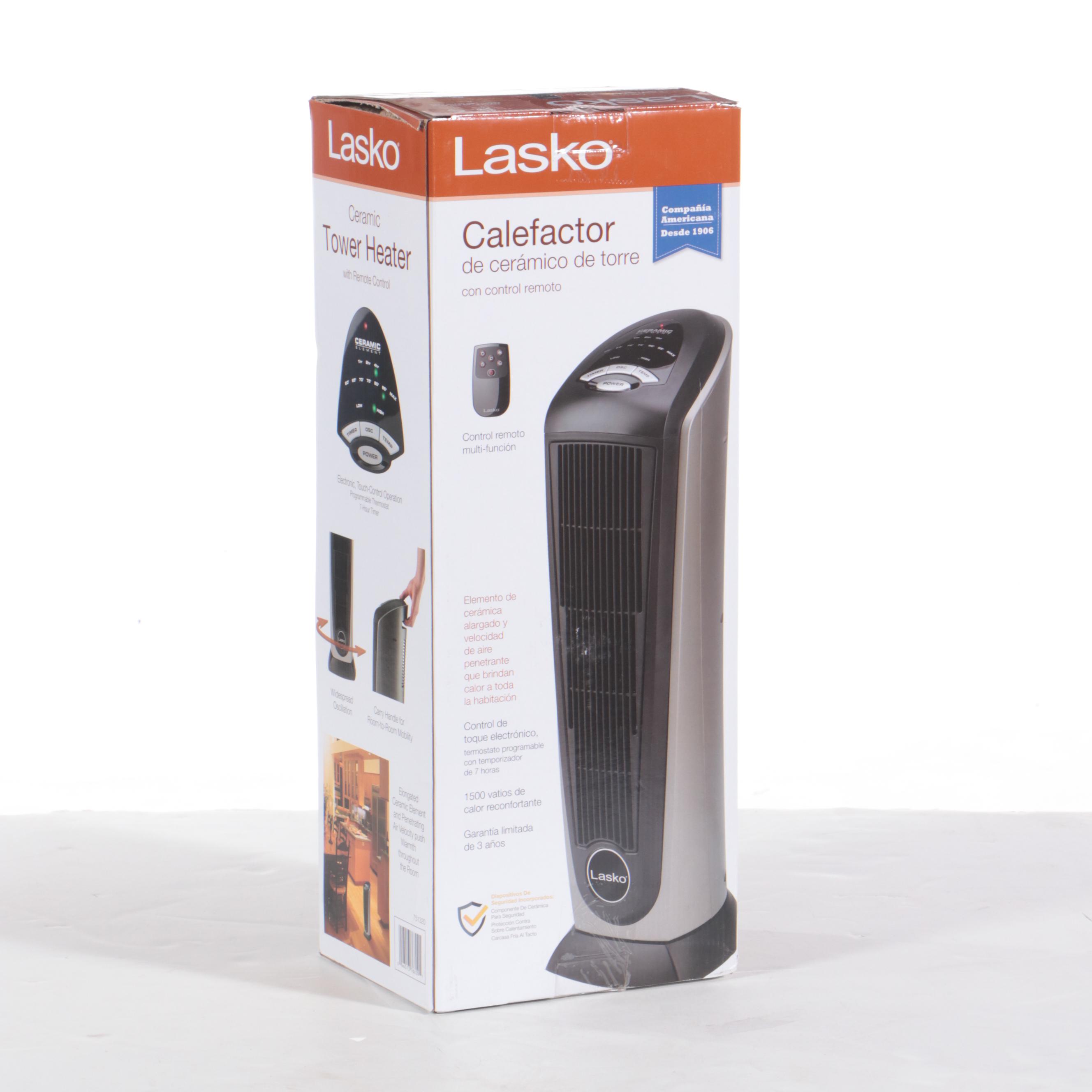 Lasko Portable Ceramic Tower Heater with Logic Center Remote Control