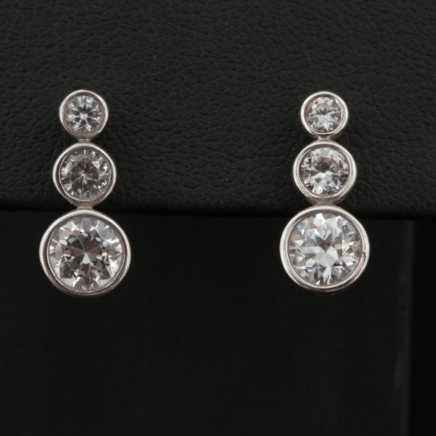 Sterling Sapphire Graduated Earrings