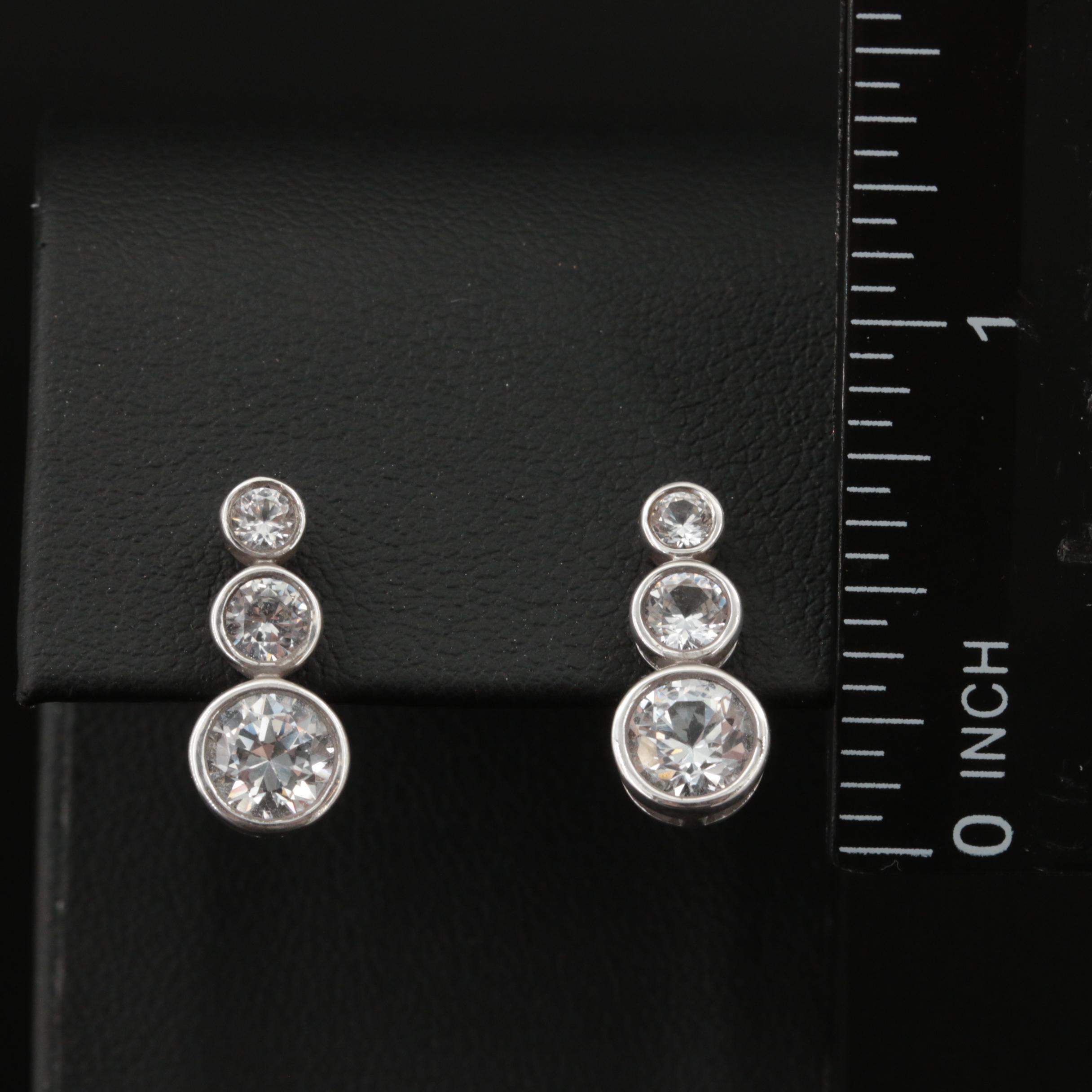 Sterling Sapphire Graduated Earrings