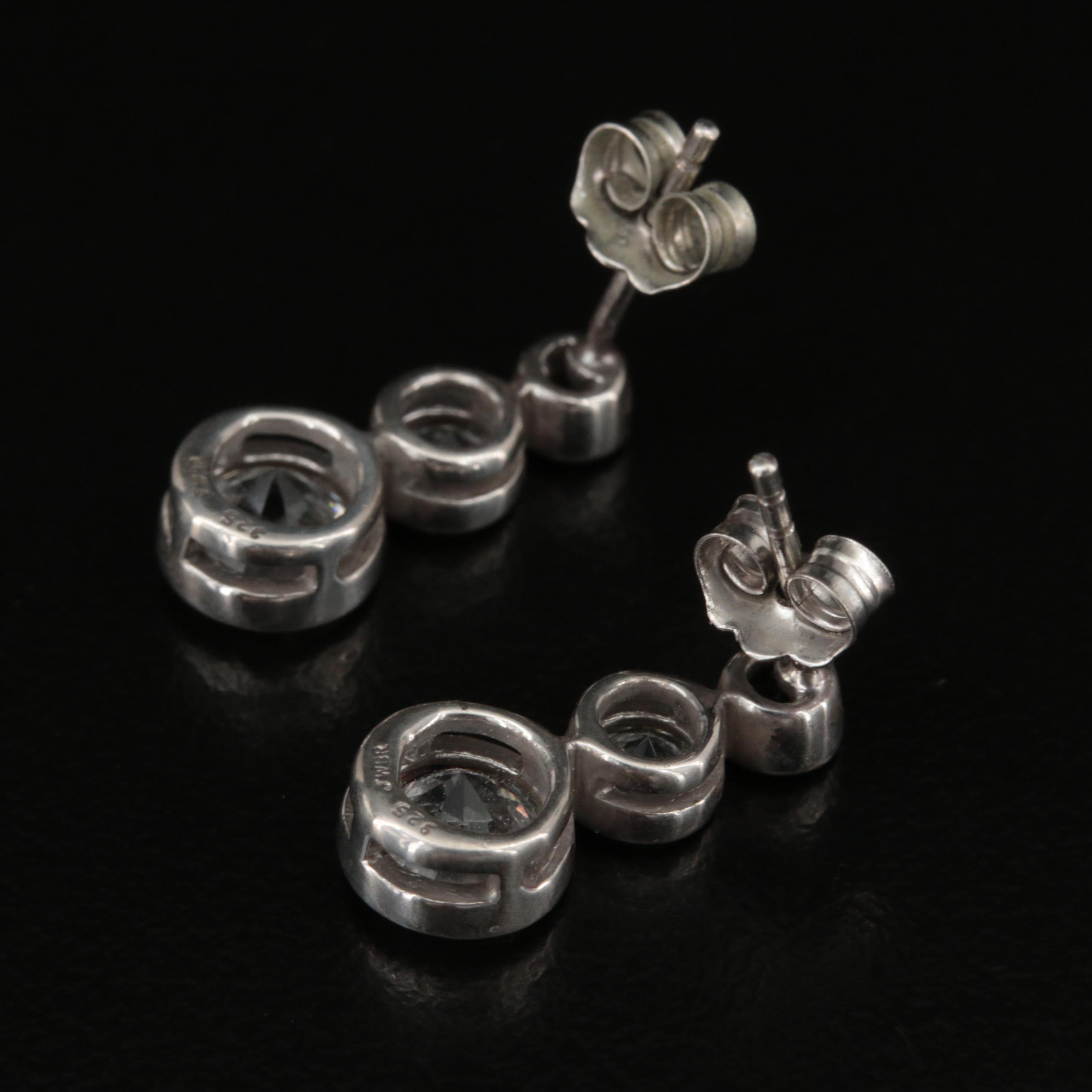 Sterling Sapphire Graduated Earrings