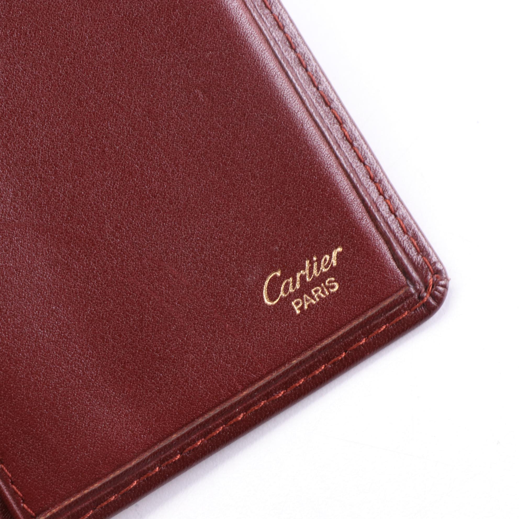 Cartier Logo Embossed Leather Checkbook Cover with Box