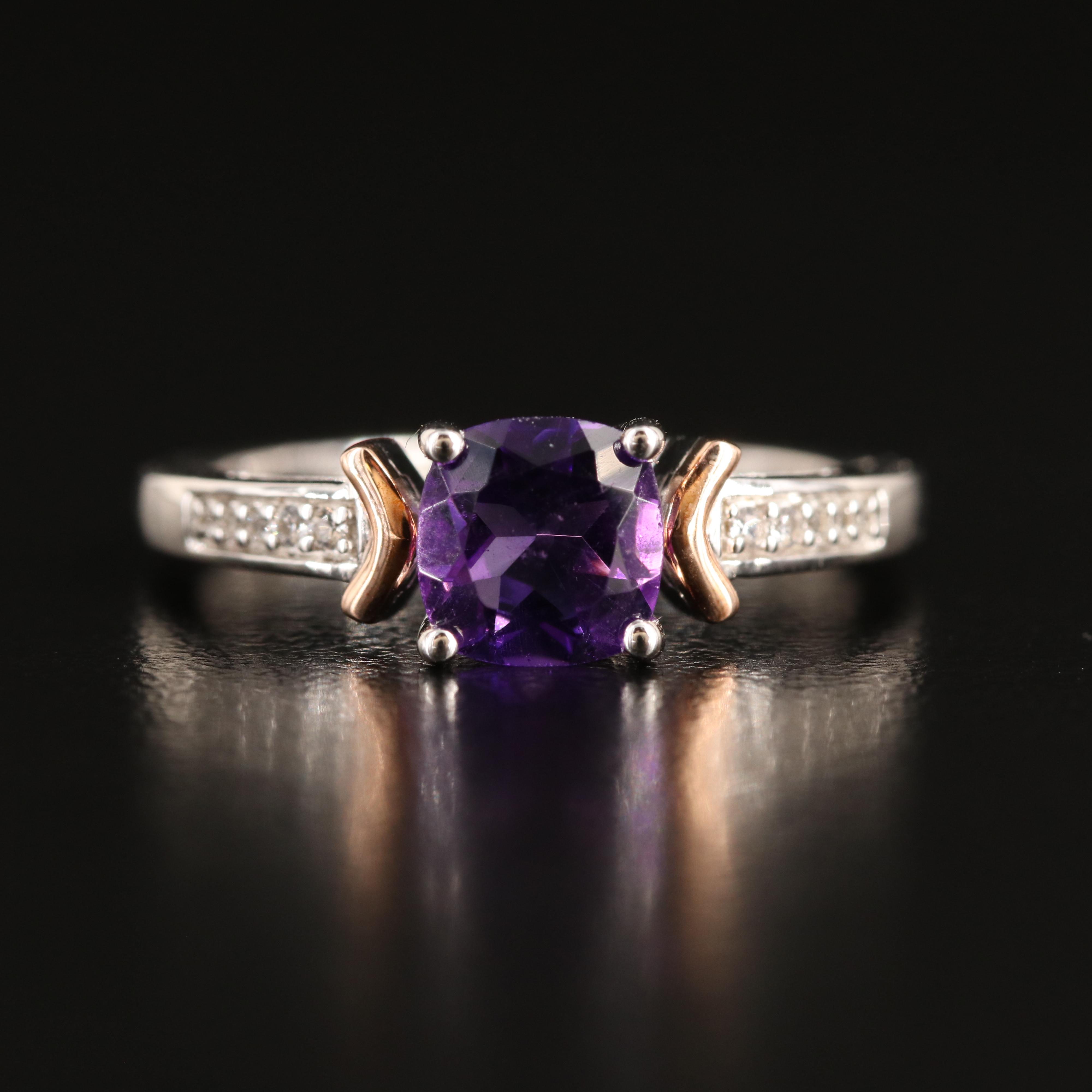Sterling Amethyst and Sapphire 10K Rose Gold Accent