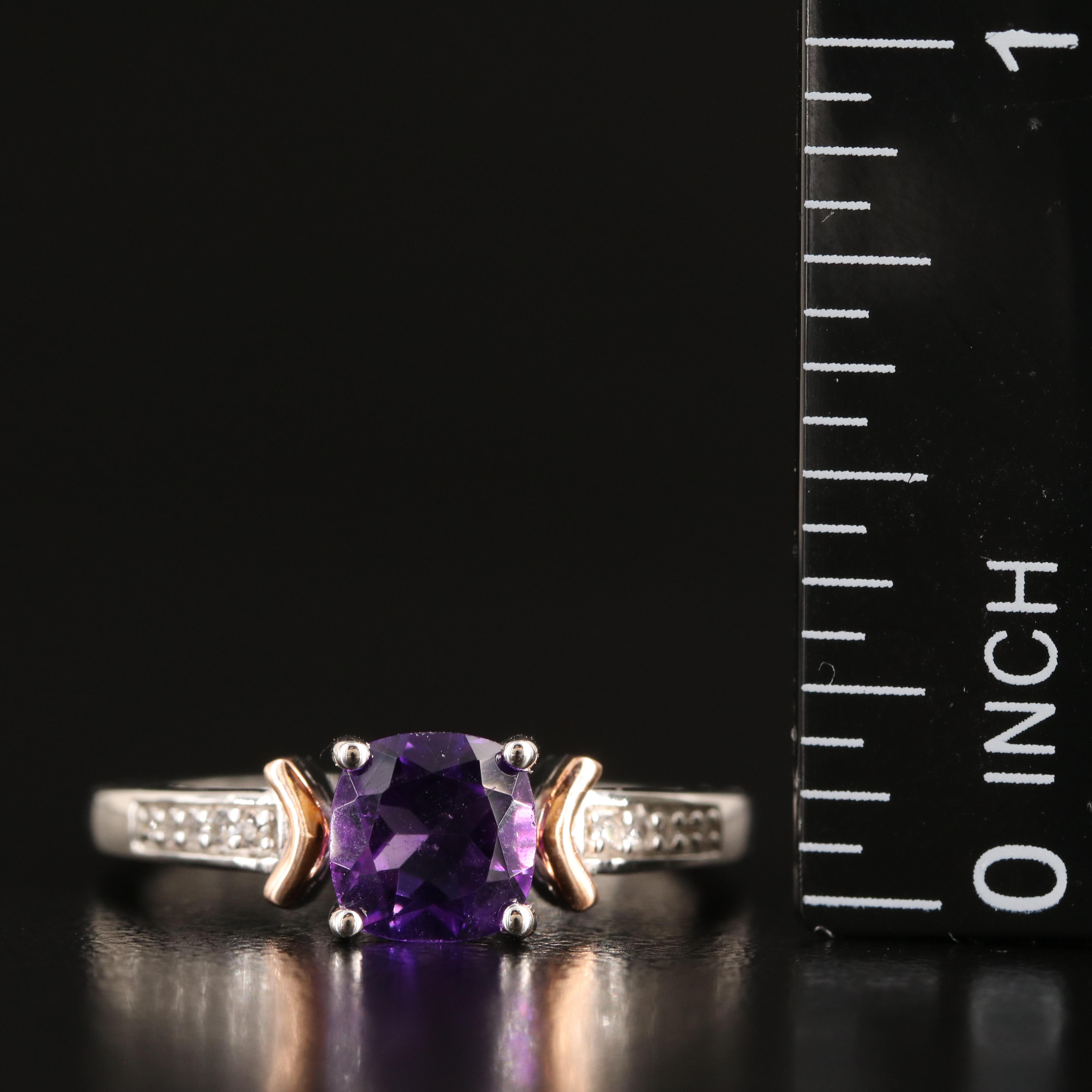 Sterling Amethyst and Sapphire 10K Rose Gold Accent