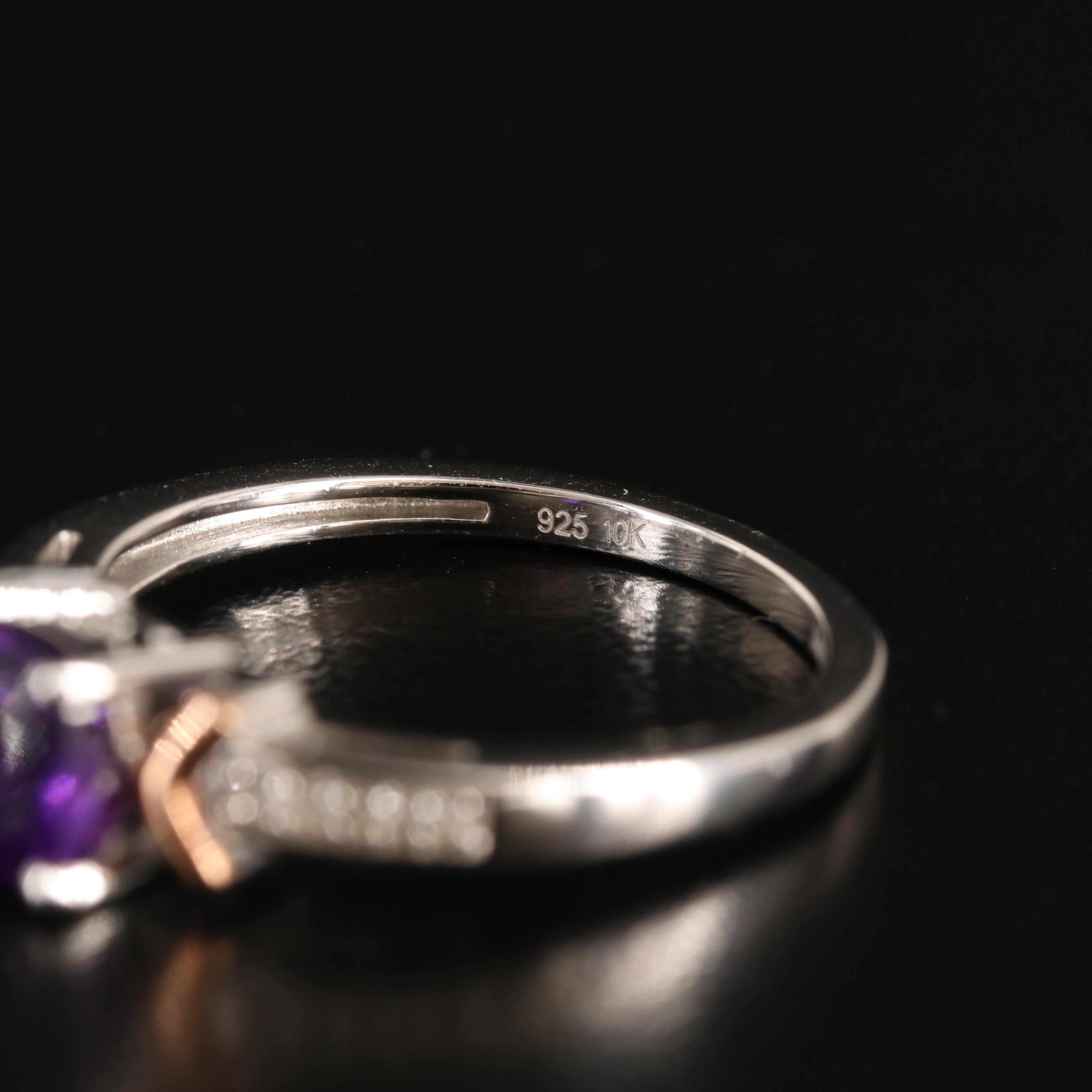 Sterling Amethyst and Sapphire 10K Rose Gold Accent