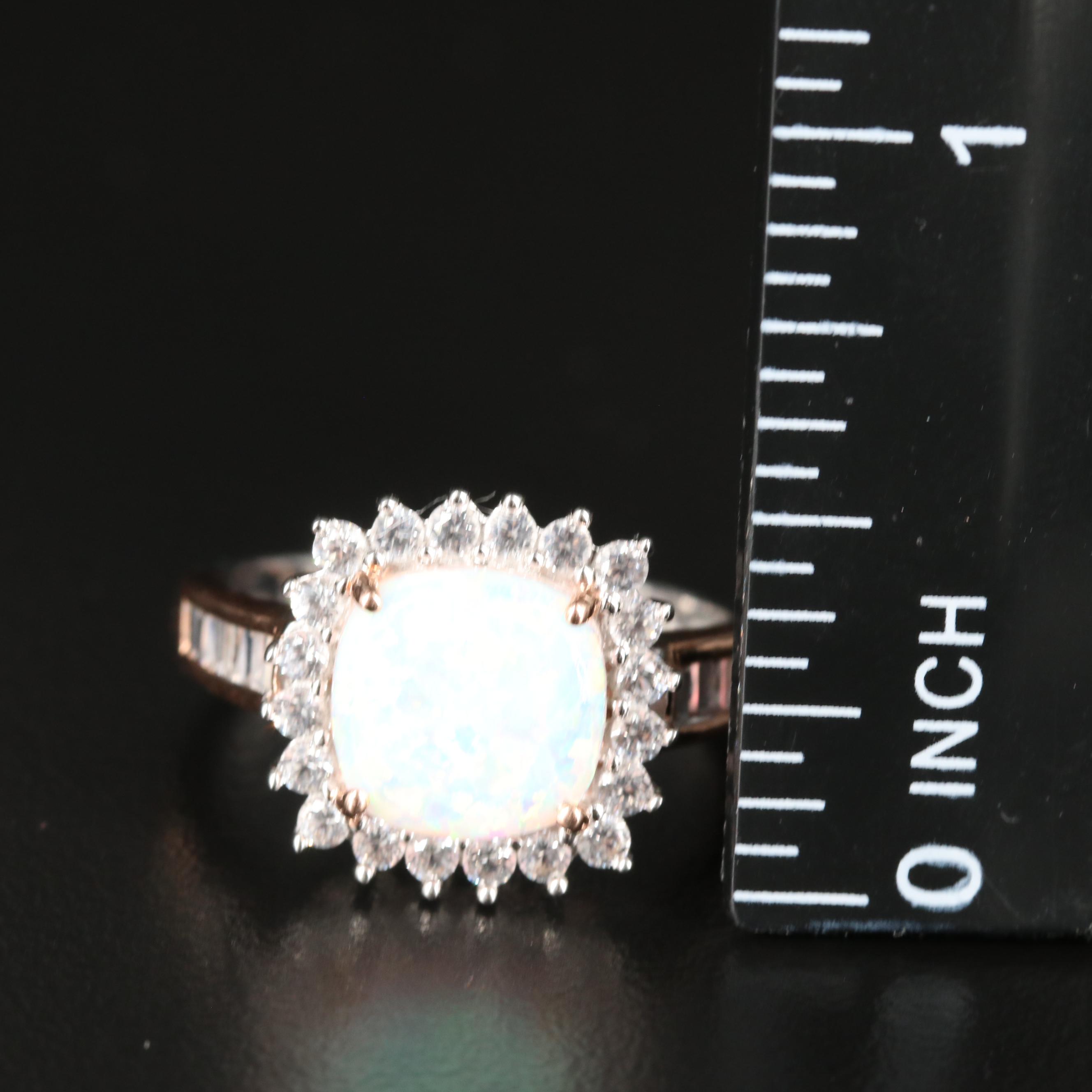 Sterling Opal and Sapphire Ring