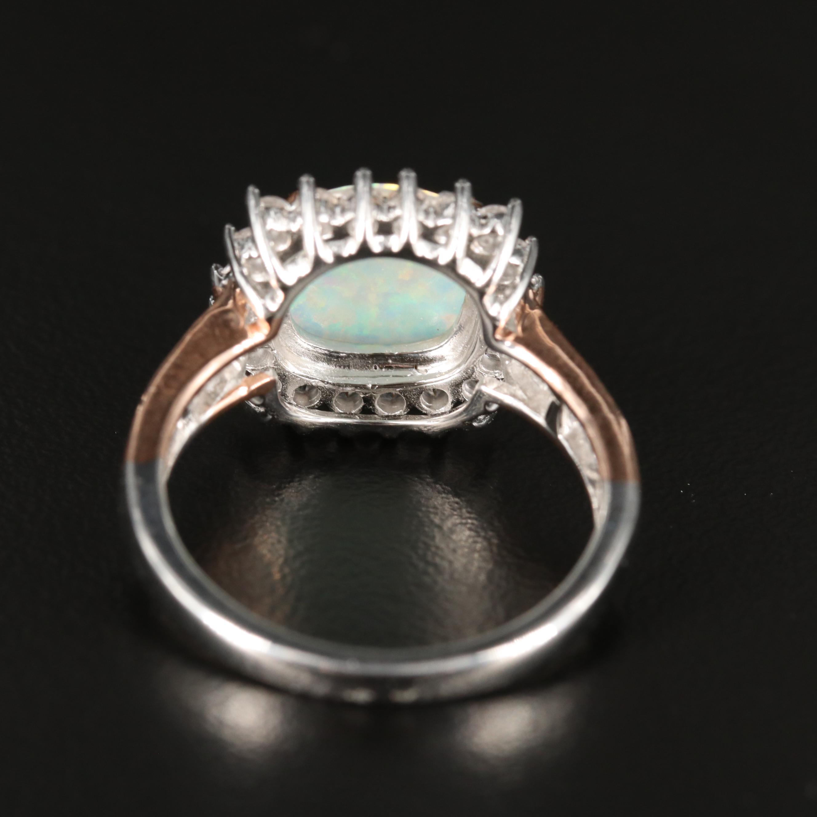 Sterling Opal and Sapphire Ring