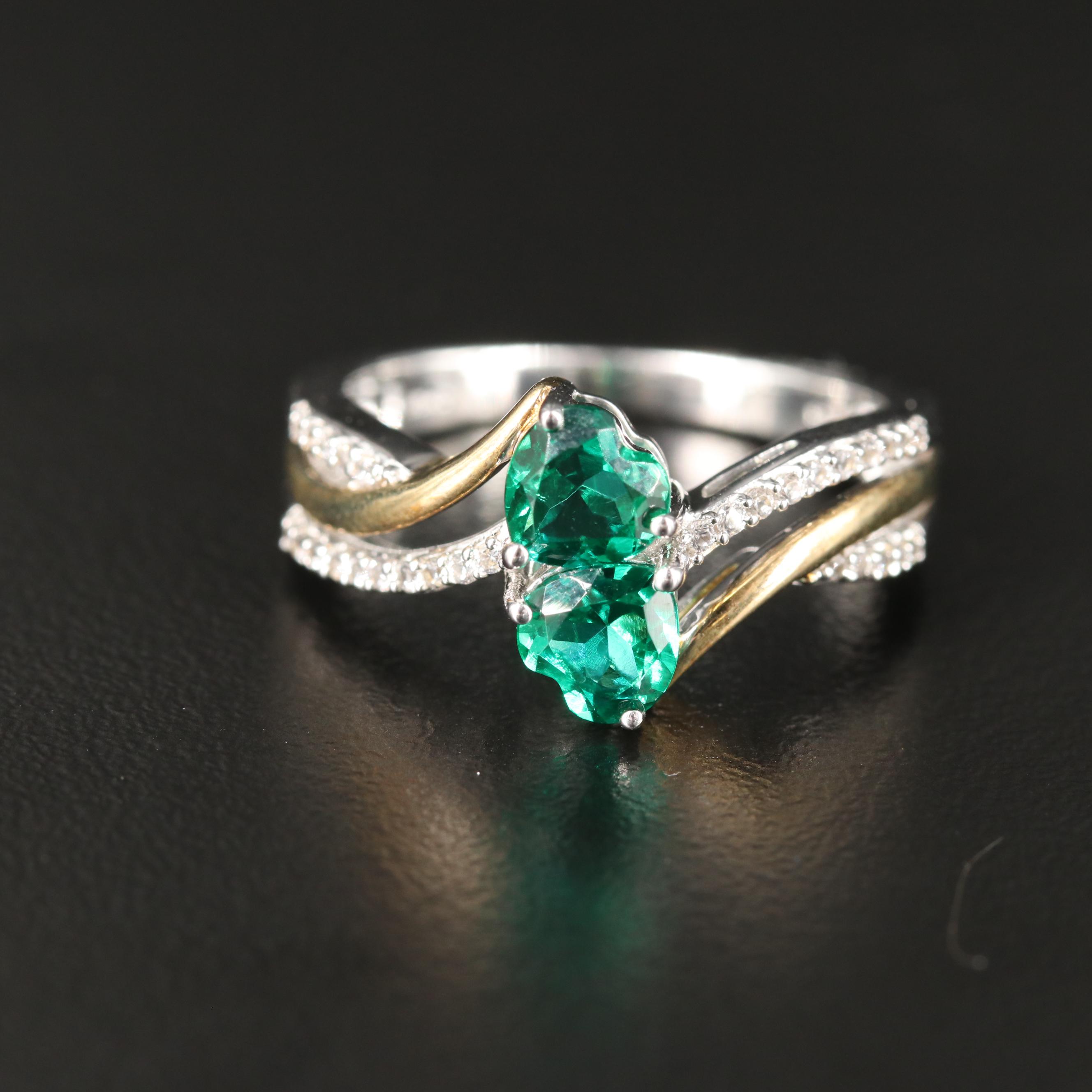 Sterling Emerald and Sapphire Ring