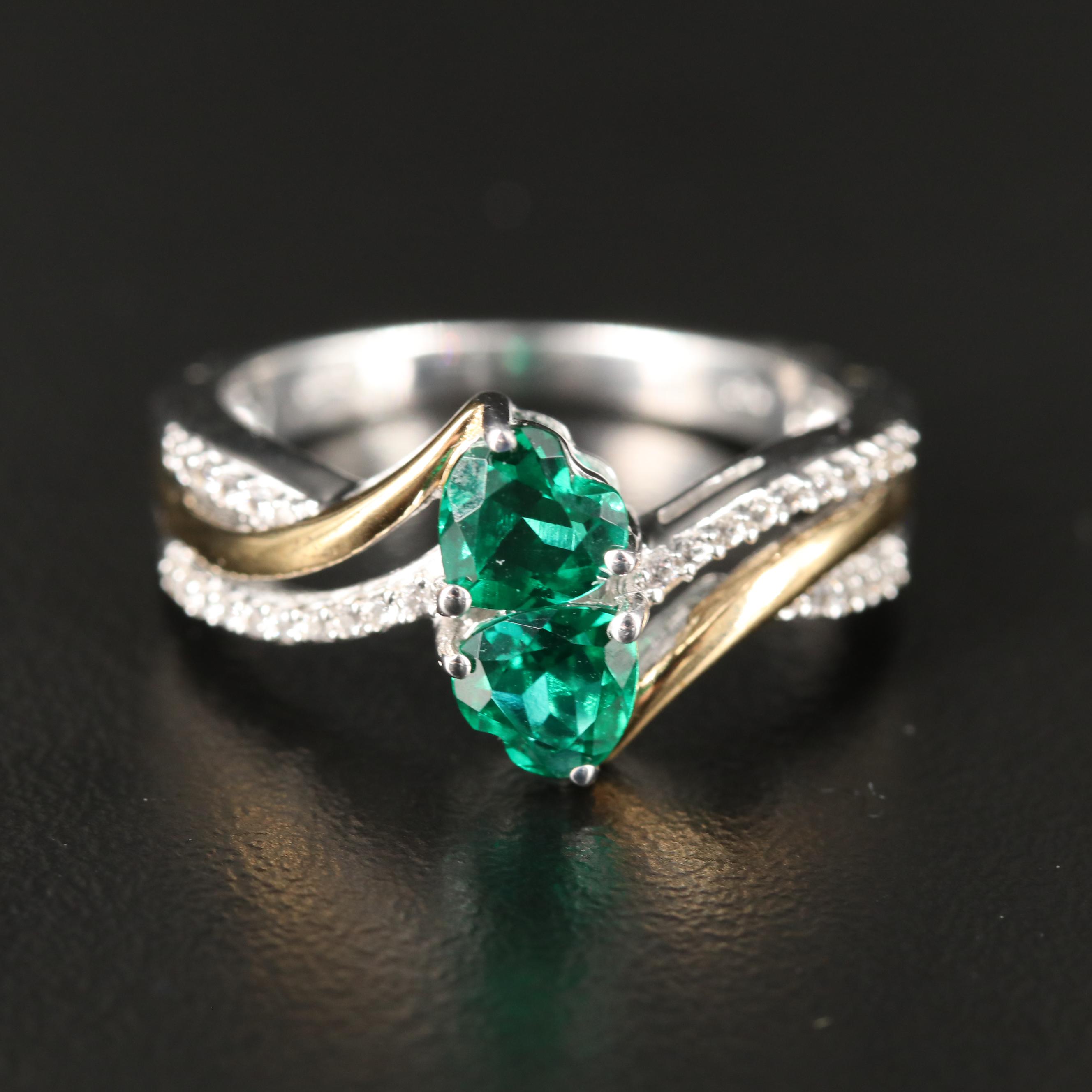 Sterling Emerald and Sapphire Ring