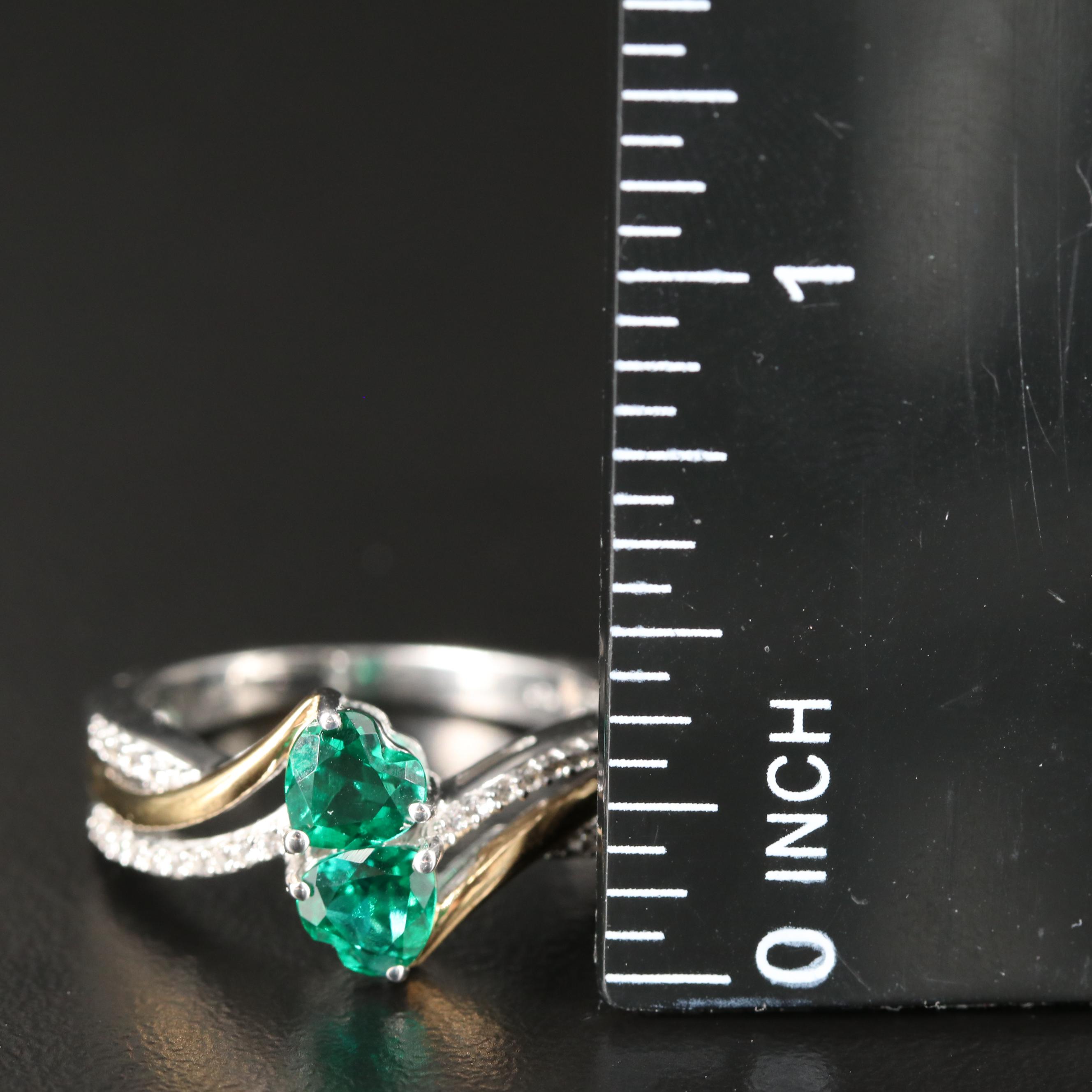Sterling Emerald and Sapphire Ring