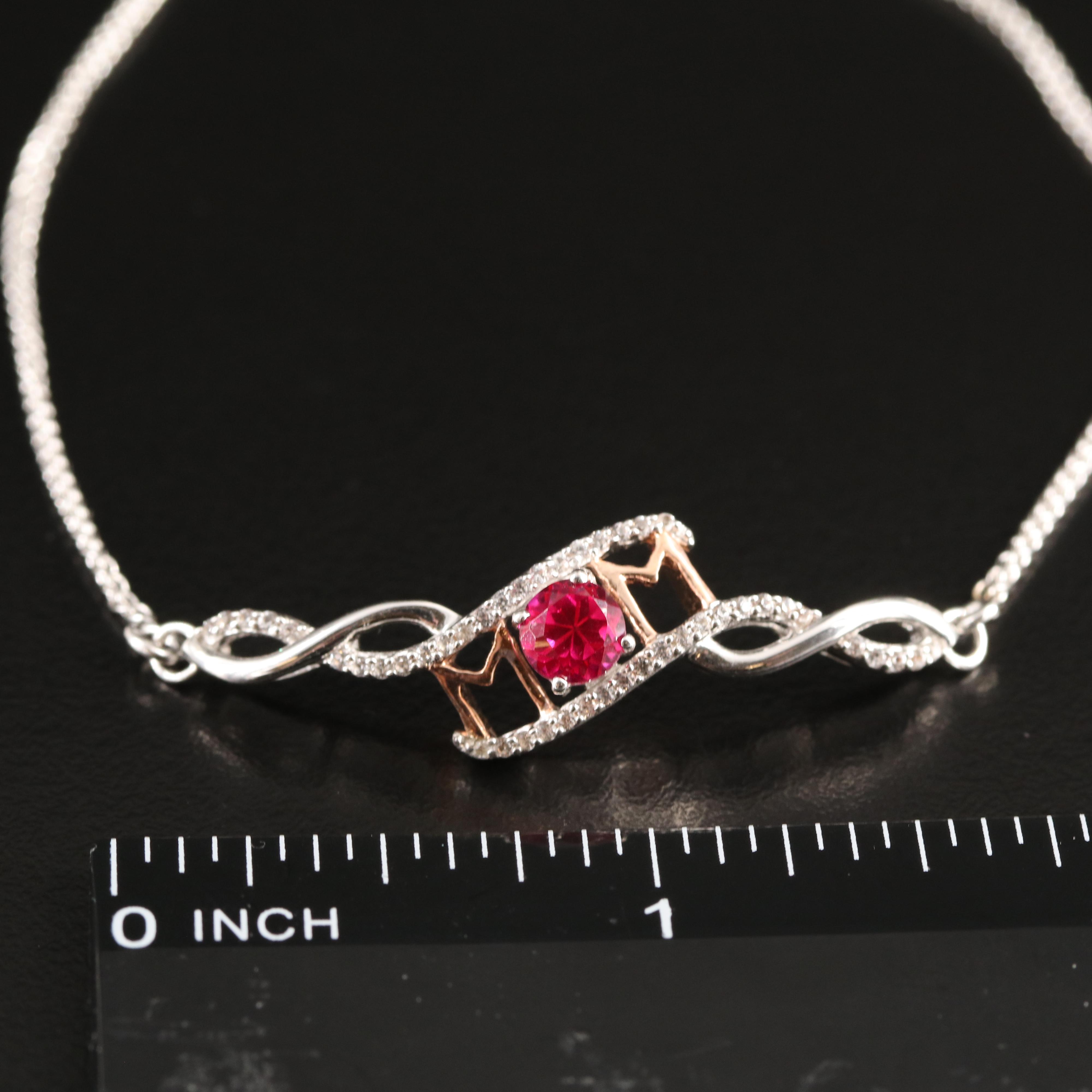 Sterling Ruby and Sapphire Bolo Bracelet