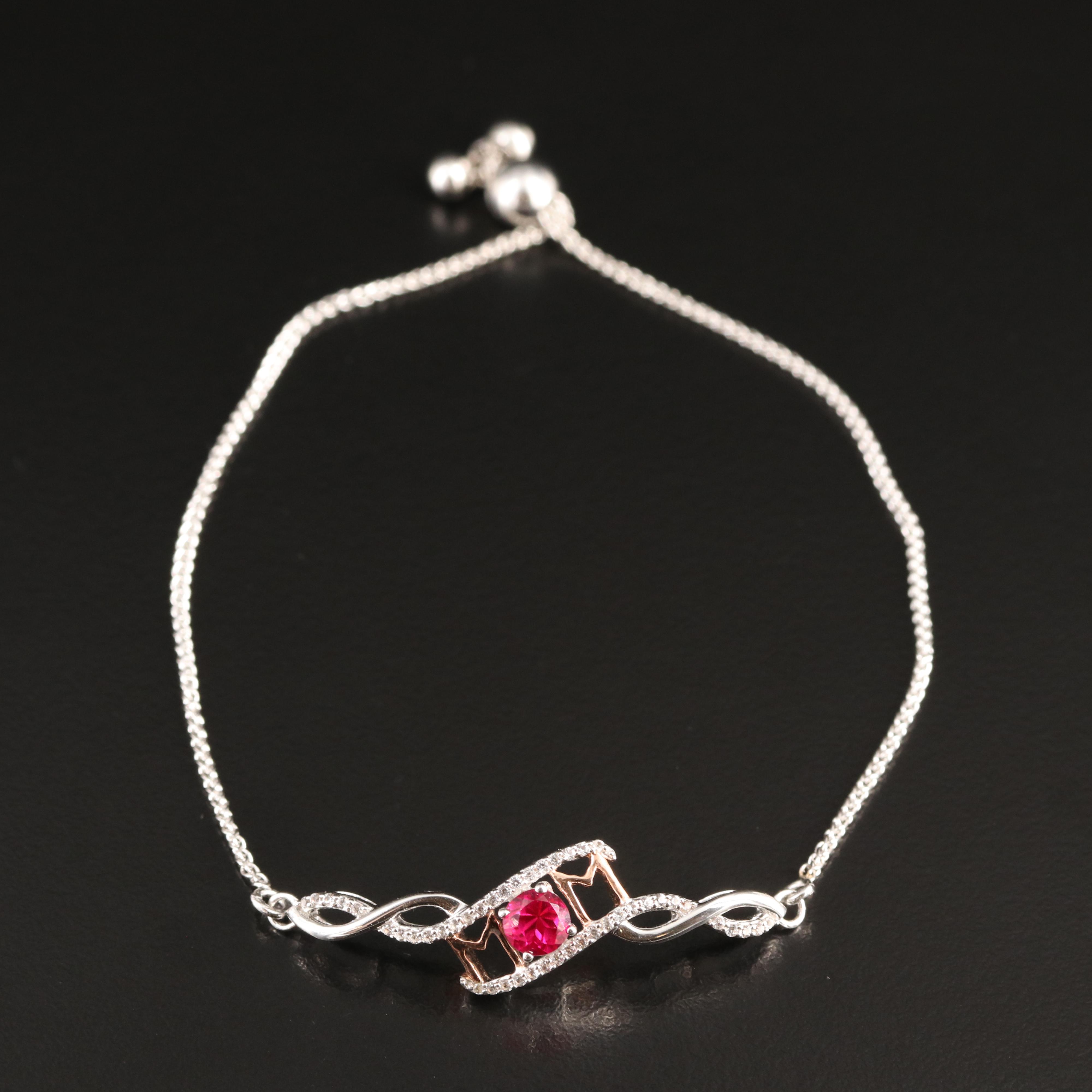 Sterling Ruby and Sapphire Bolo Bracelet