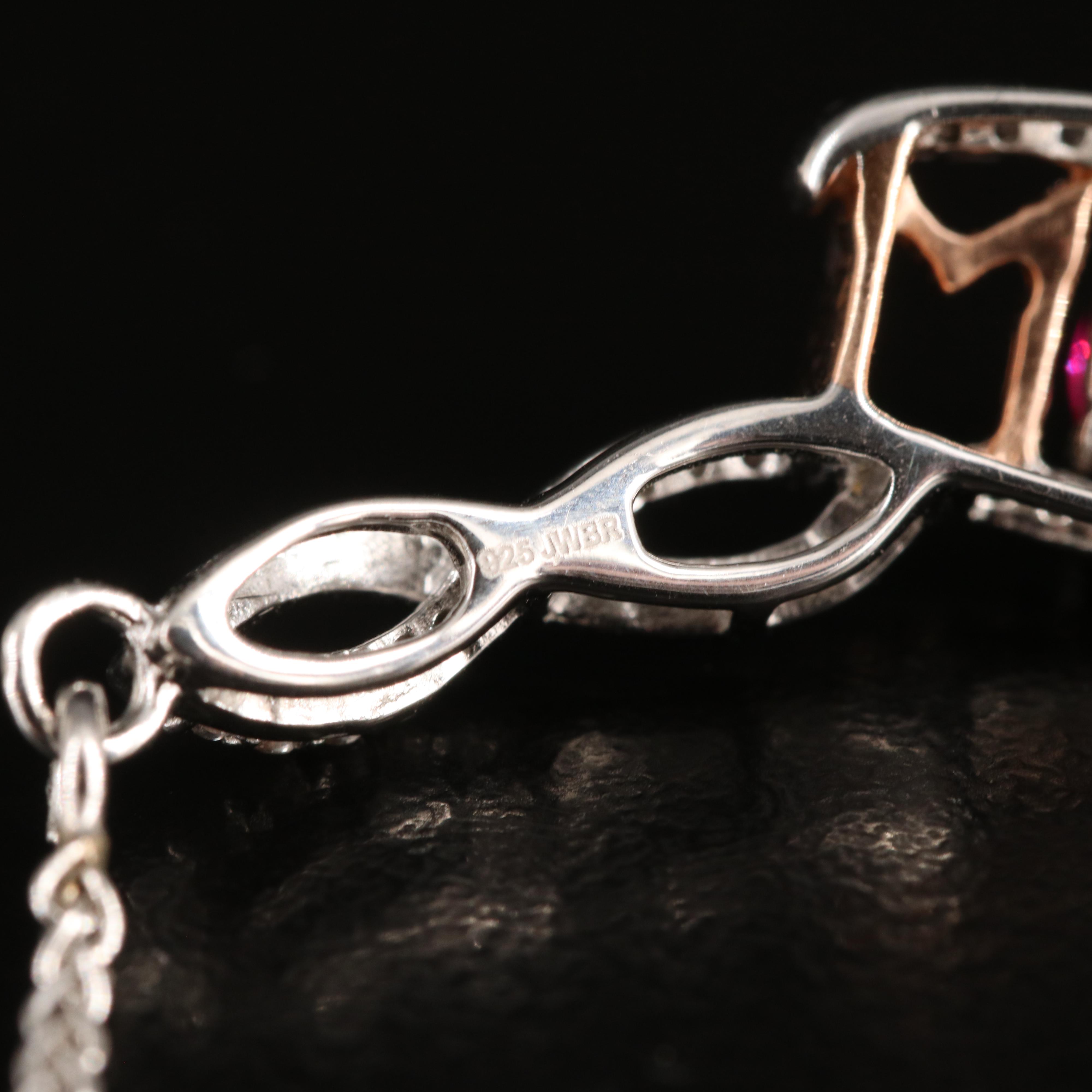 Sterling Ruby and Sapphire Bolo Bracelet