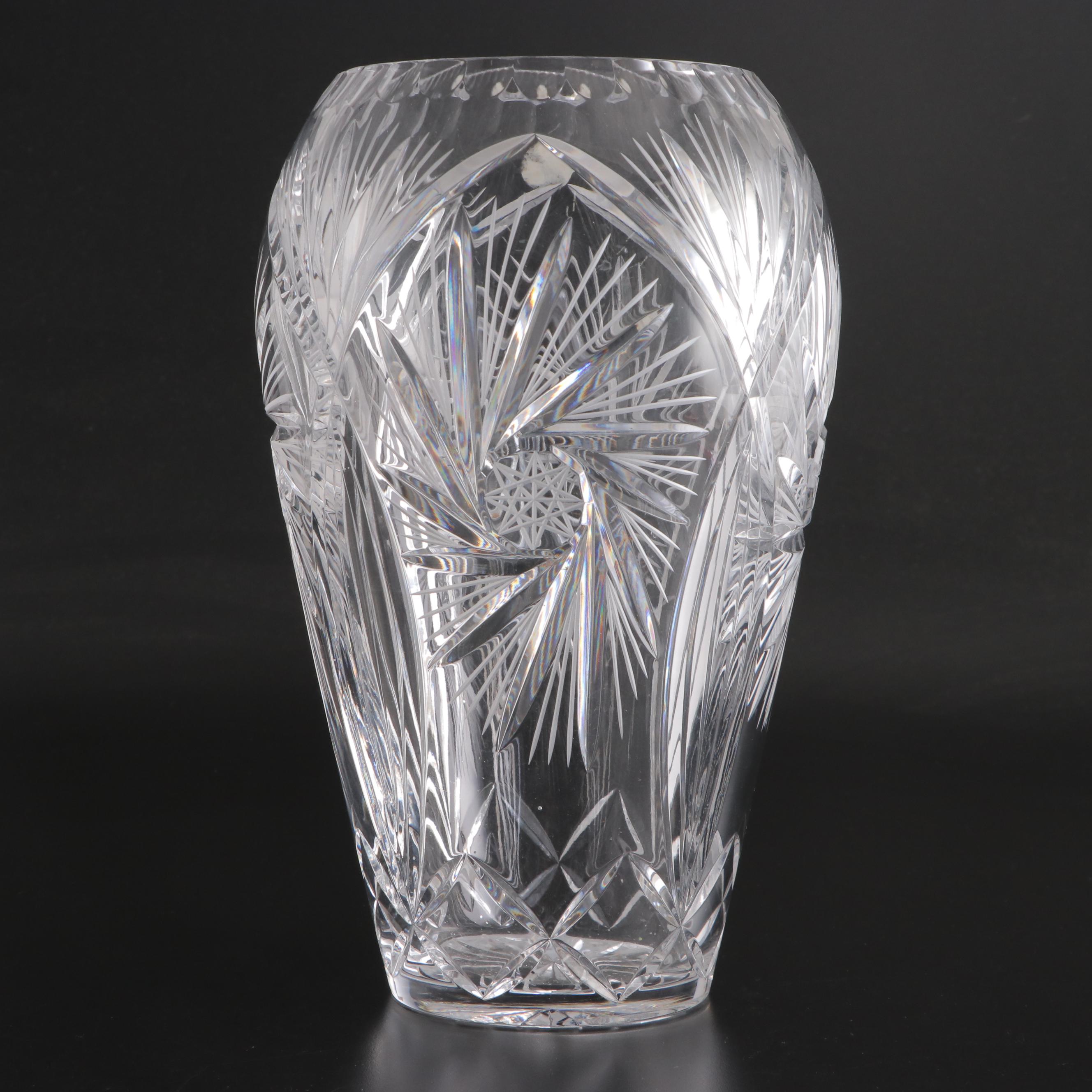Polish Cut Crystal Vase