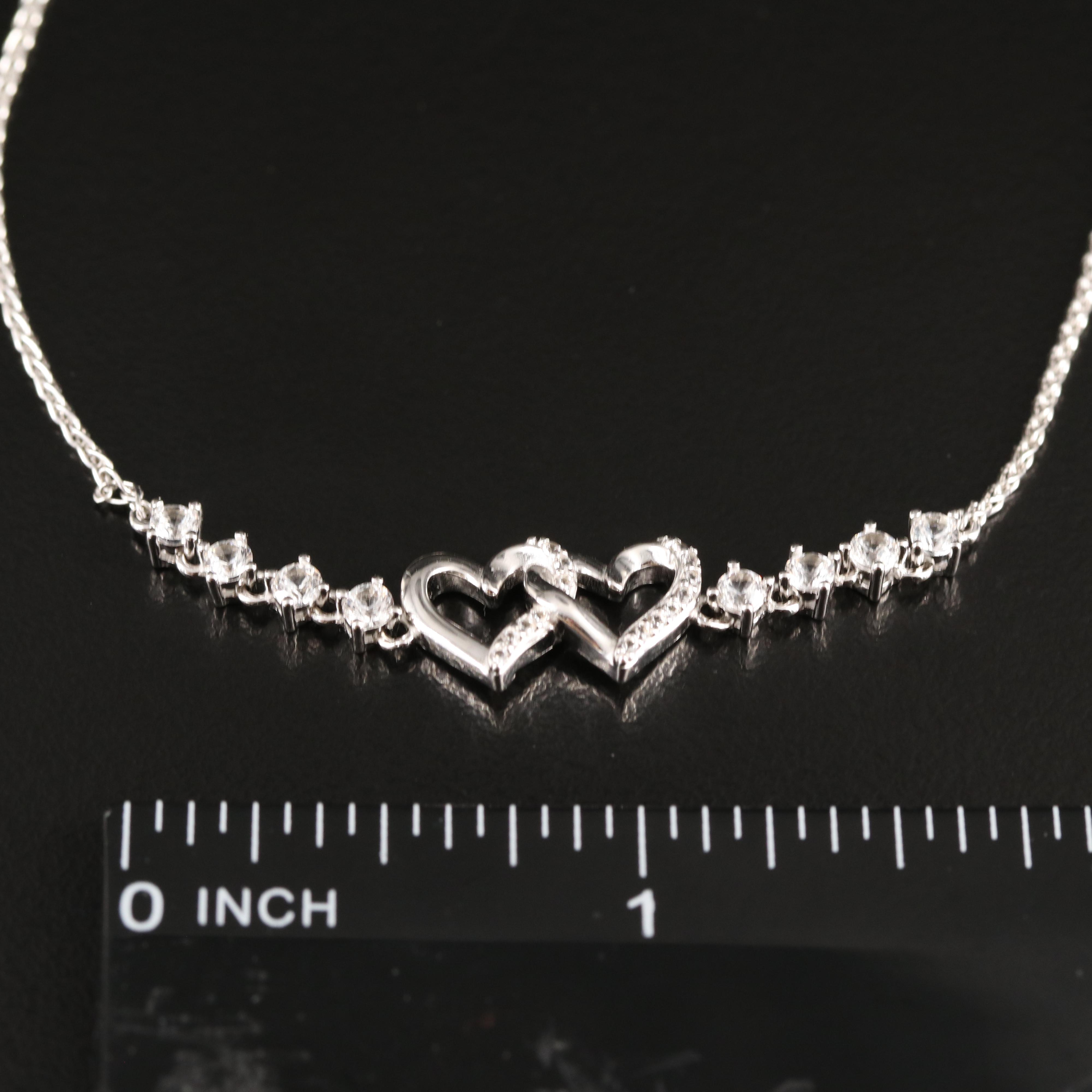 Sterling Sapphire Double Heart Bolo Bracelet