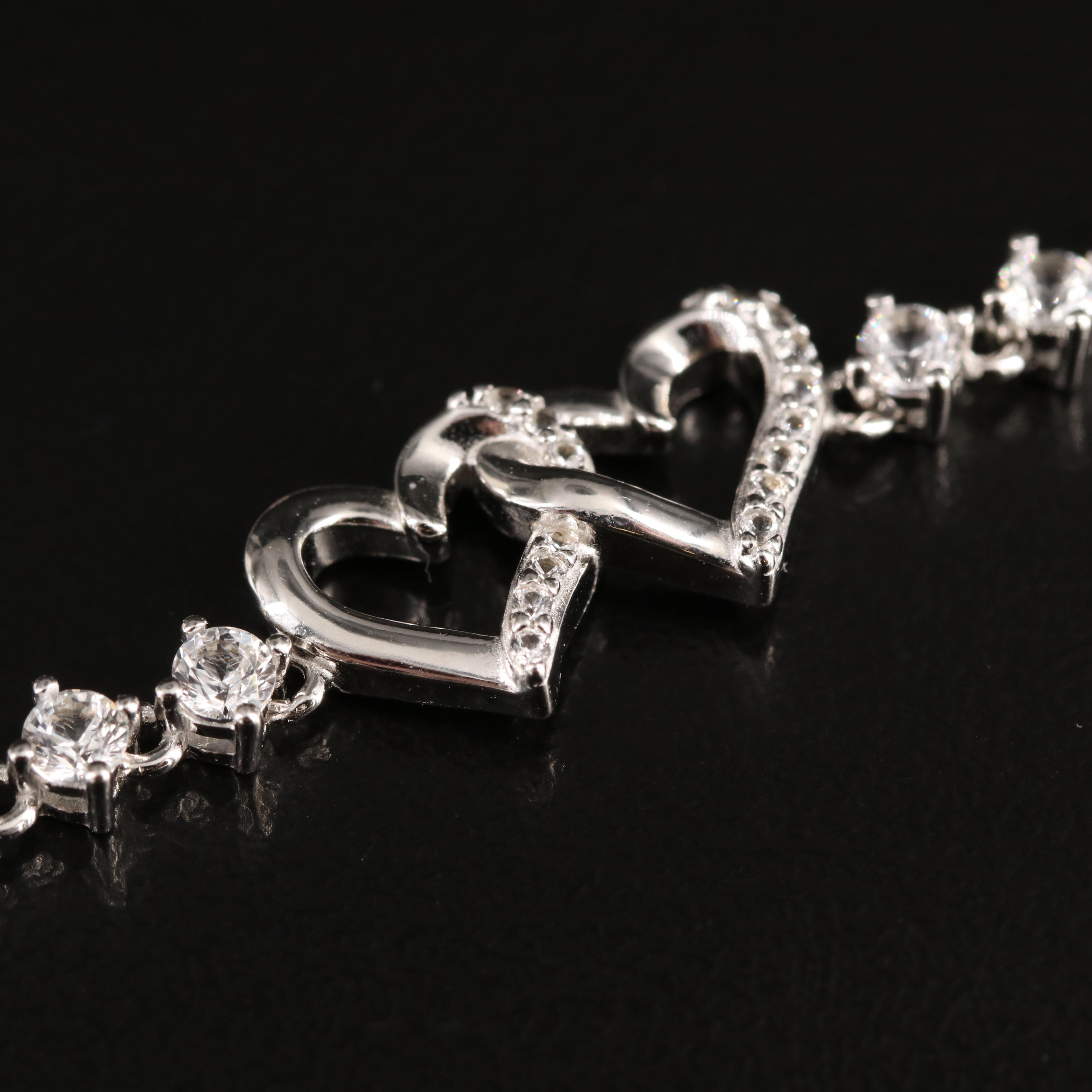 Sterling Sapphire Double Heart Bolo Bracelet