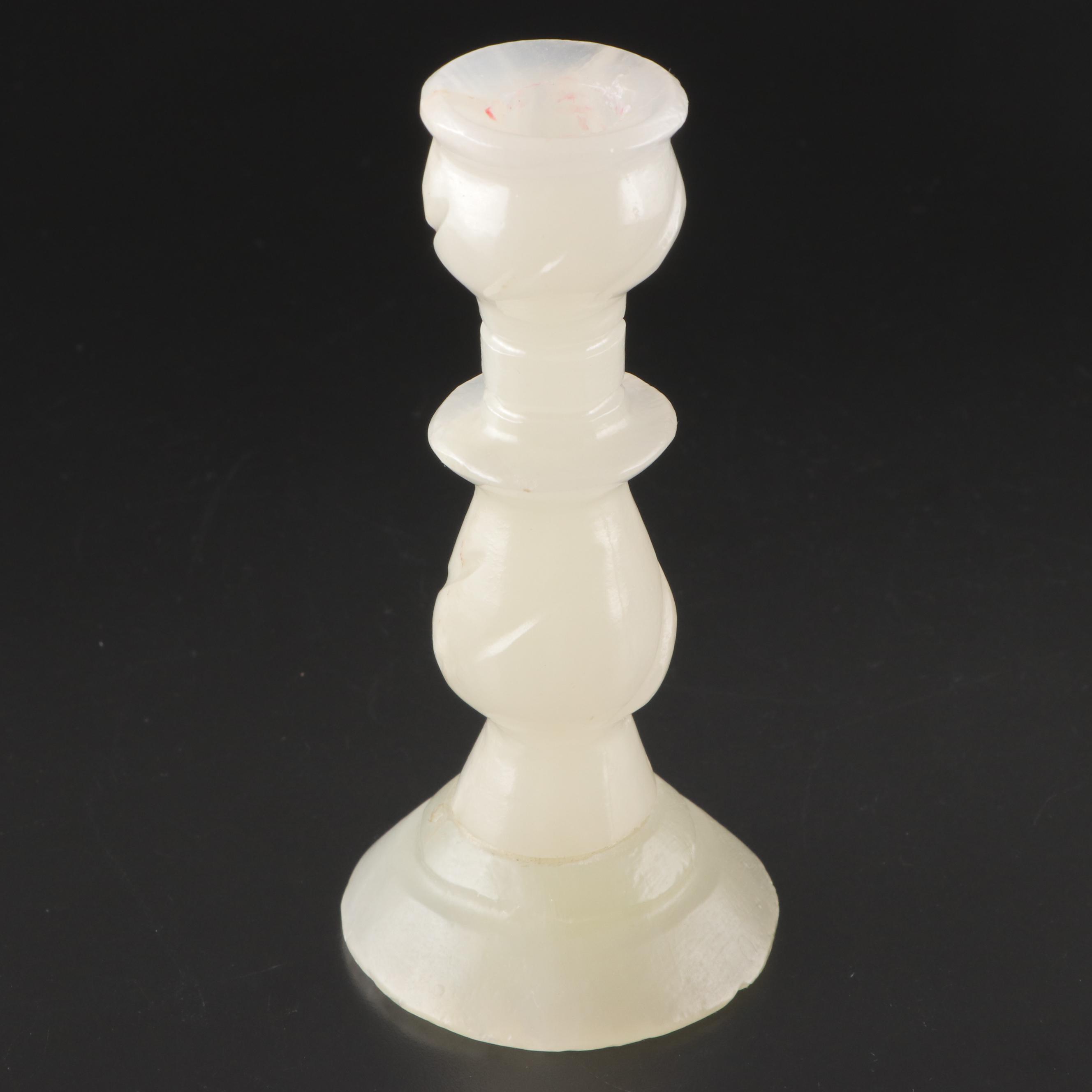 Pair of Carved Mexican Onyx Candle Holders