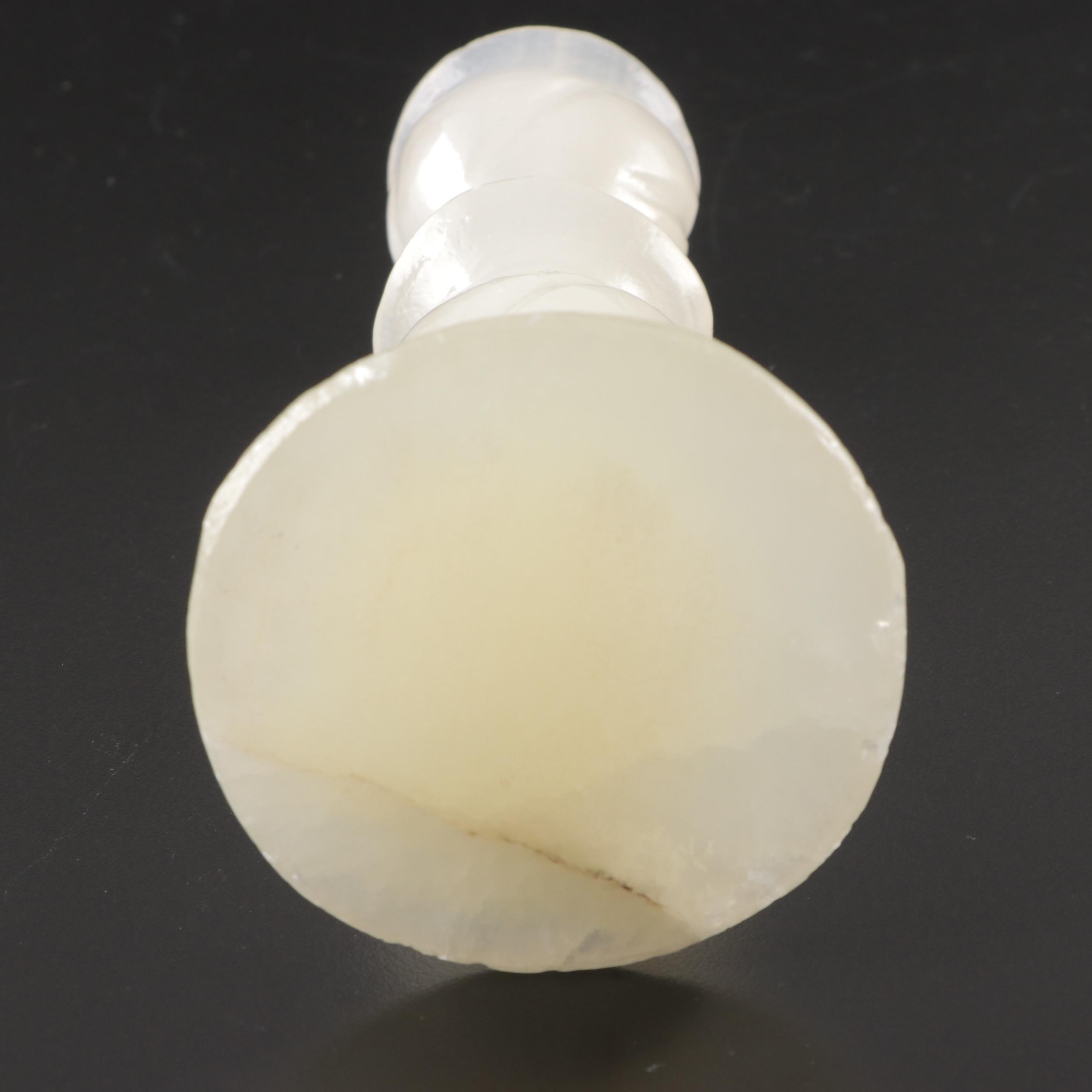 Pair of Carved Mexican Onyx Candle Holders