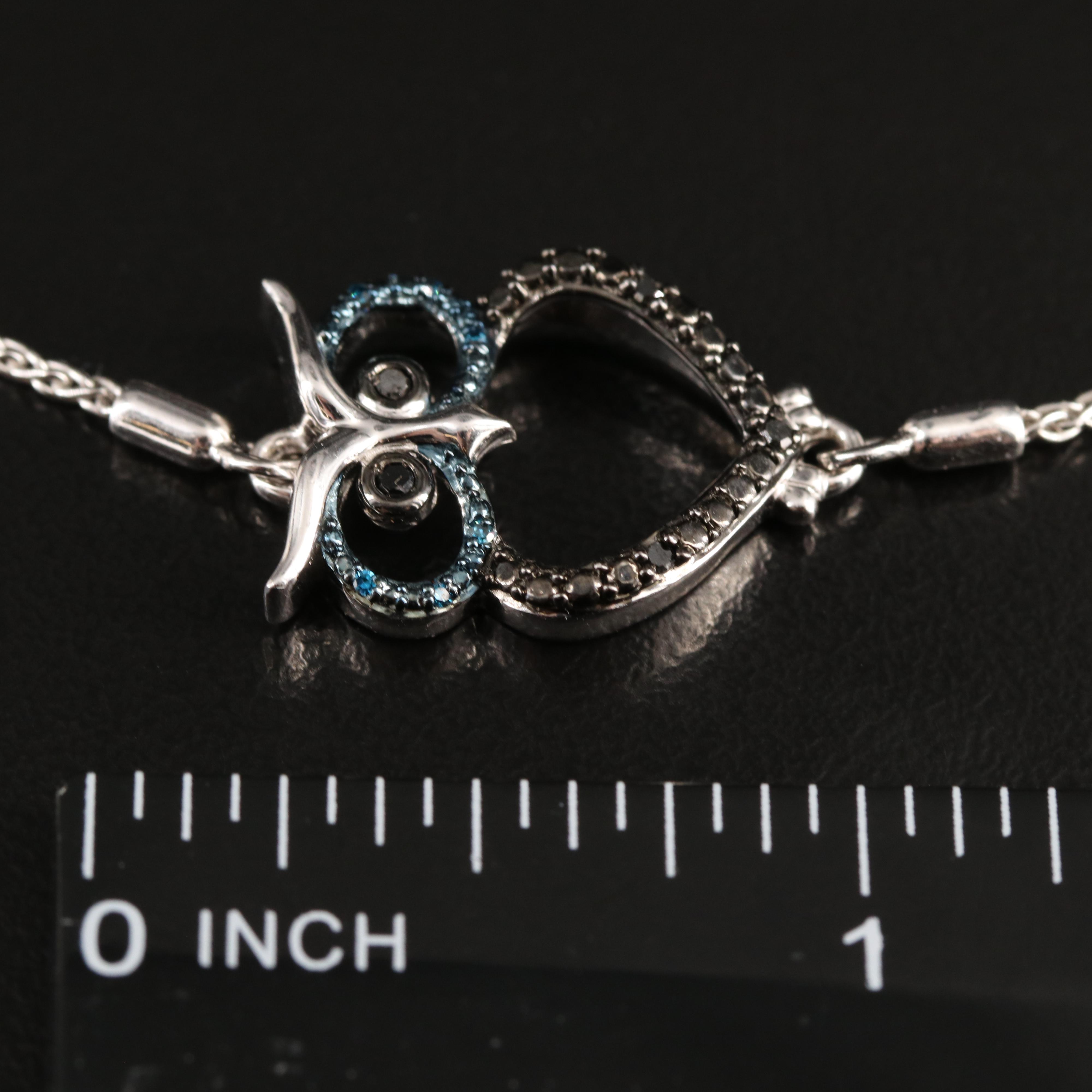 Sterling Diamond Owl Bolo Bracelet
