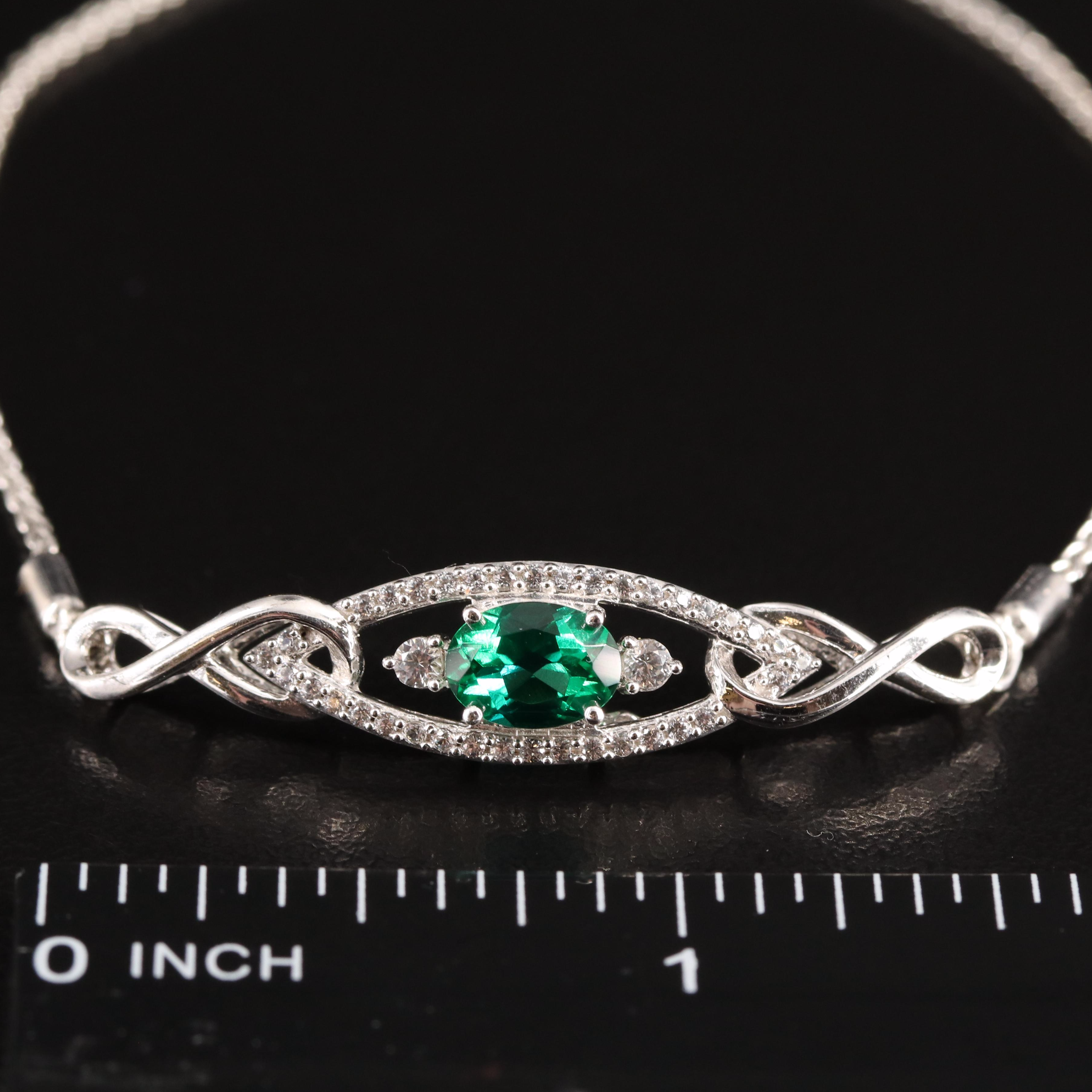 Sterling Emerald and Sapphire Bolo Bracelet