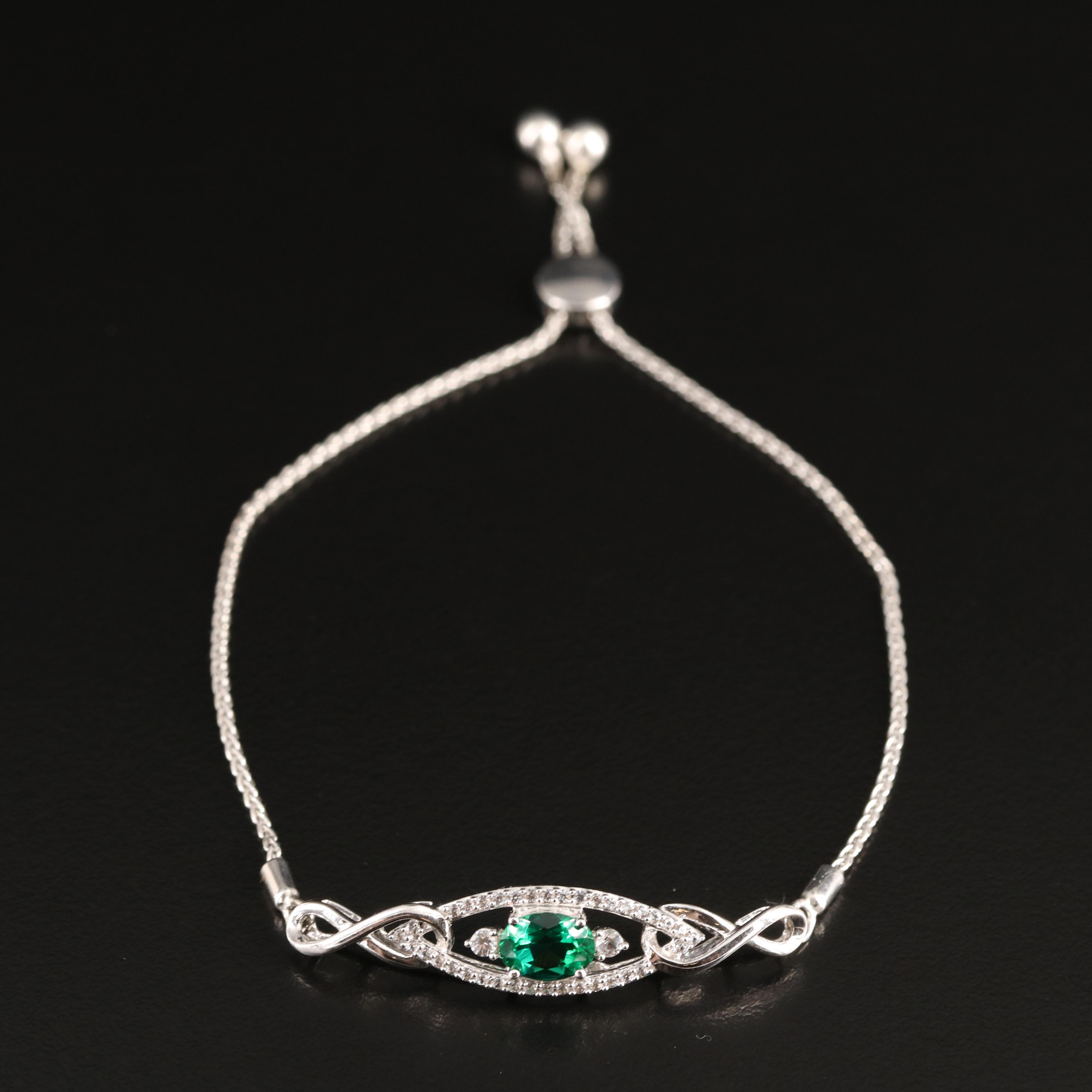 Sterling Emerald and Sapphire Bolo Bracelet